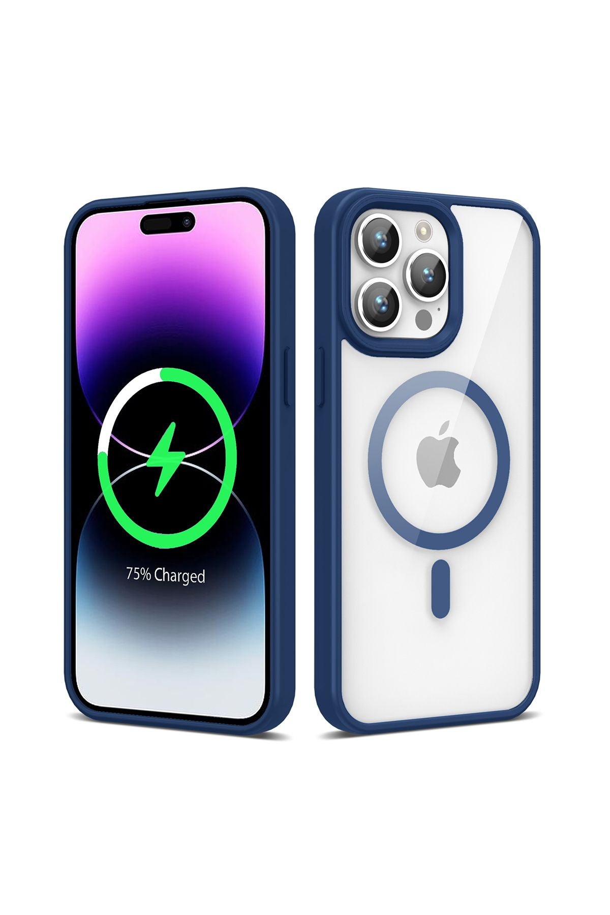 iPhone 14 Pro Uyumlu Magsafe Wireless Şarj Özellikli Silikon Zore Ege Kılıf-Lacivert