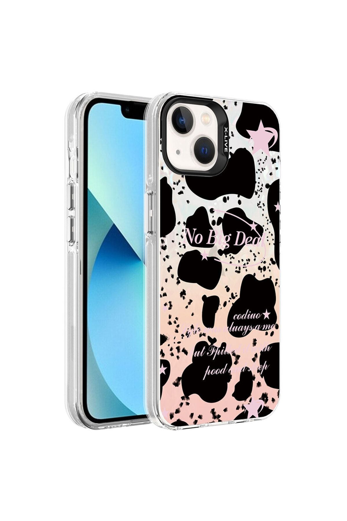 iPhone 14 Uyumlu Mermer Desenli Zore Marbello Kılıf-Siyah-Beyaz