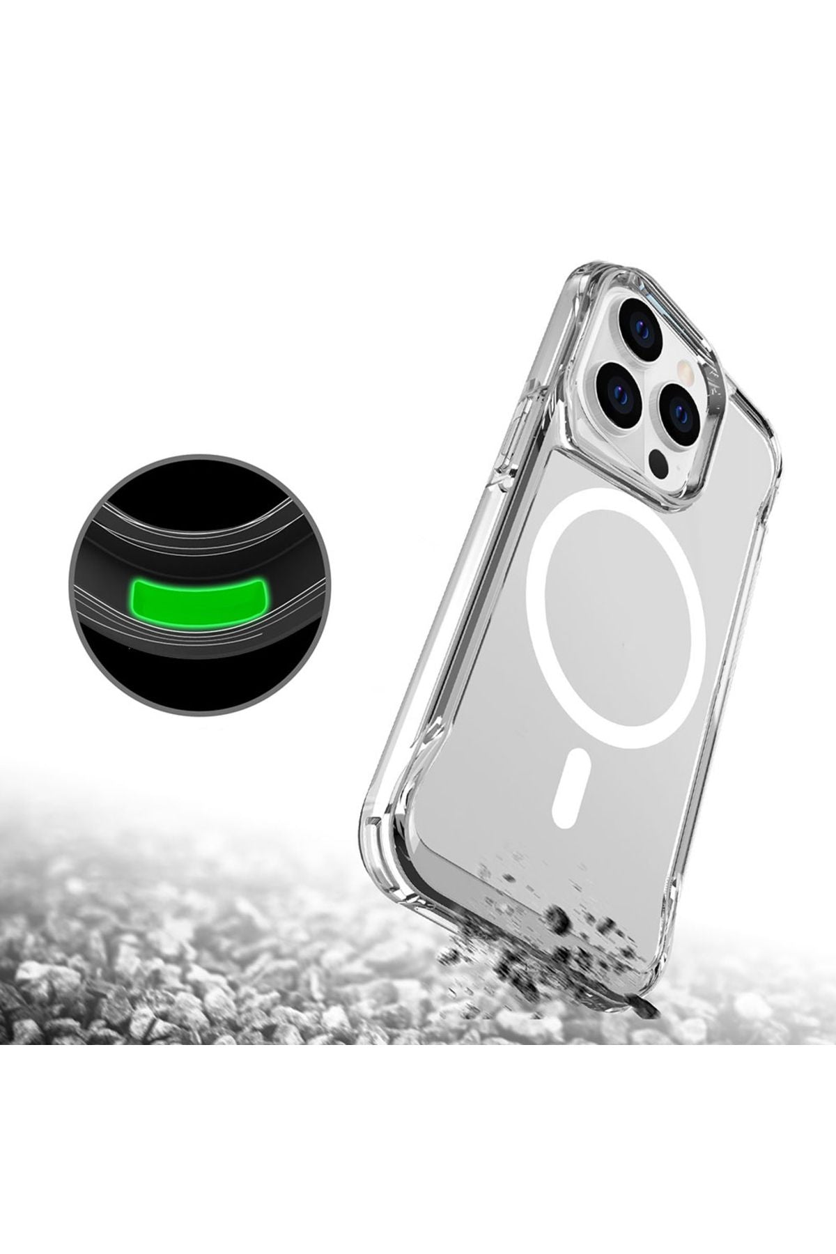 iPhone 15 Pro Max Uyumlu Zore Magsafe Şarj Özellikli T-Max Magsafe Kılıf-Renksiz