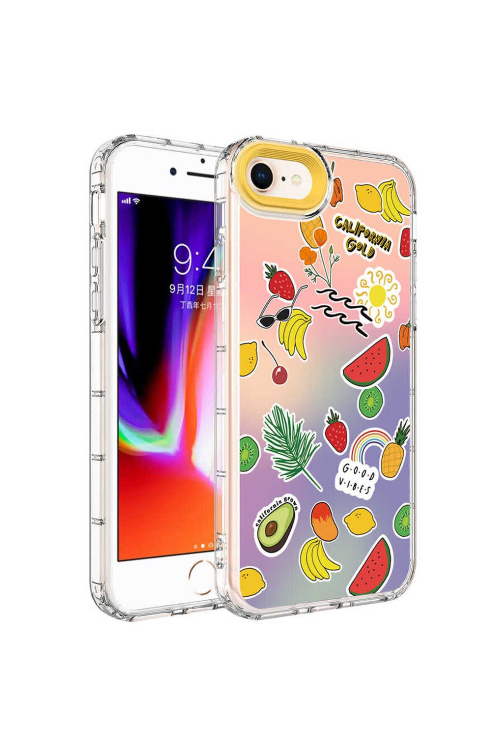 iPhone SE 2022 Uyumlu Kamera Korumalı Renkli Desenli Sert Silikon CSK Zore Korn Kılıf-NO4