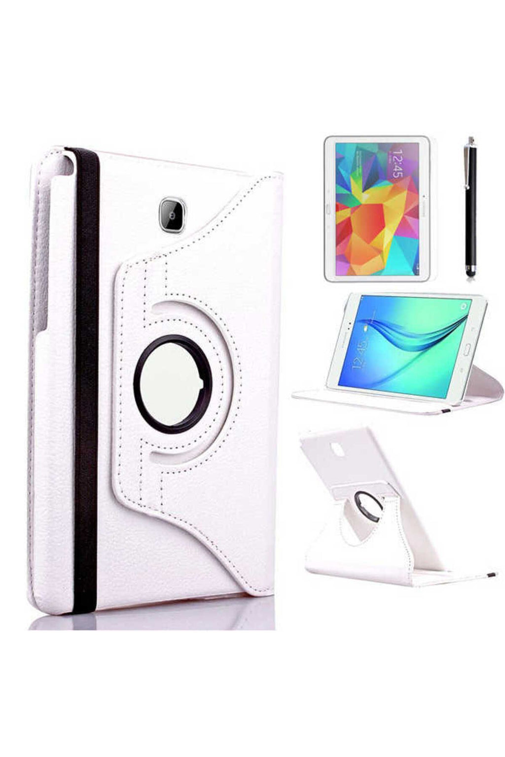 Galaxy Tab A T580 10.1  Uyumlu Zore Dönebilen Standlı Kılıf-Beyaz