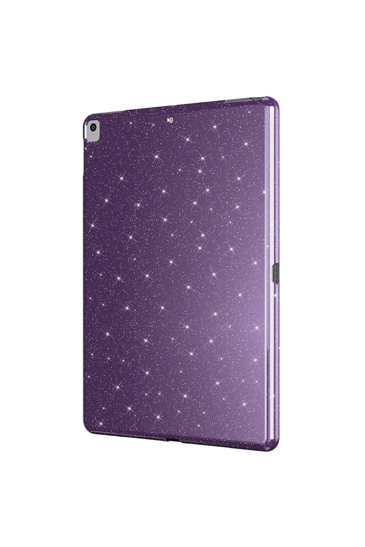 iPad 10.2 (8 Nesil) Simli Parlak Görünümlü Zore Tablet Koton Kılıf - Derin Mor