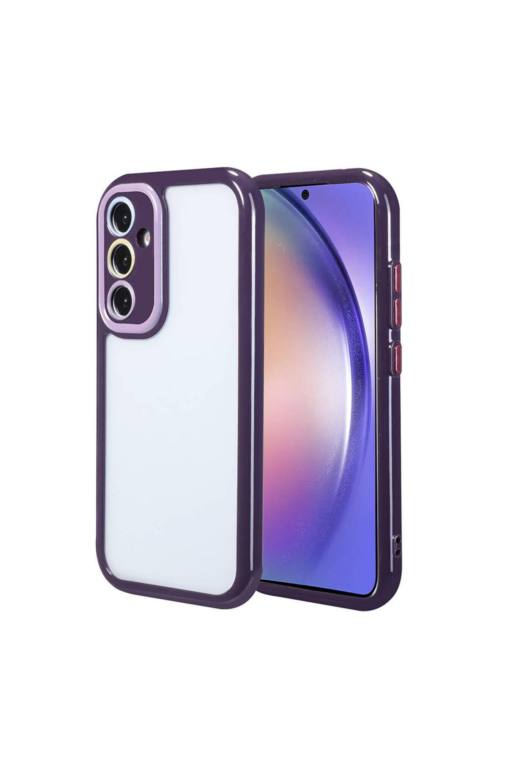 Galaxy A54 Kılıf Kamera Korumalı Renkli Kenar ve Çerçeve Tasarımlı Zore Vitamin Kapak-Mürdüm