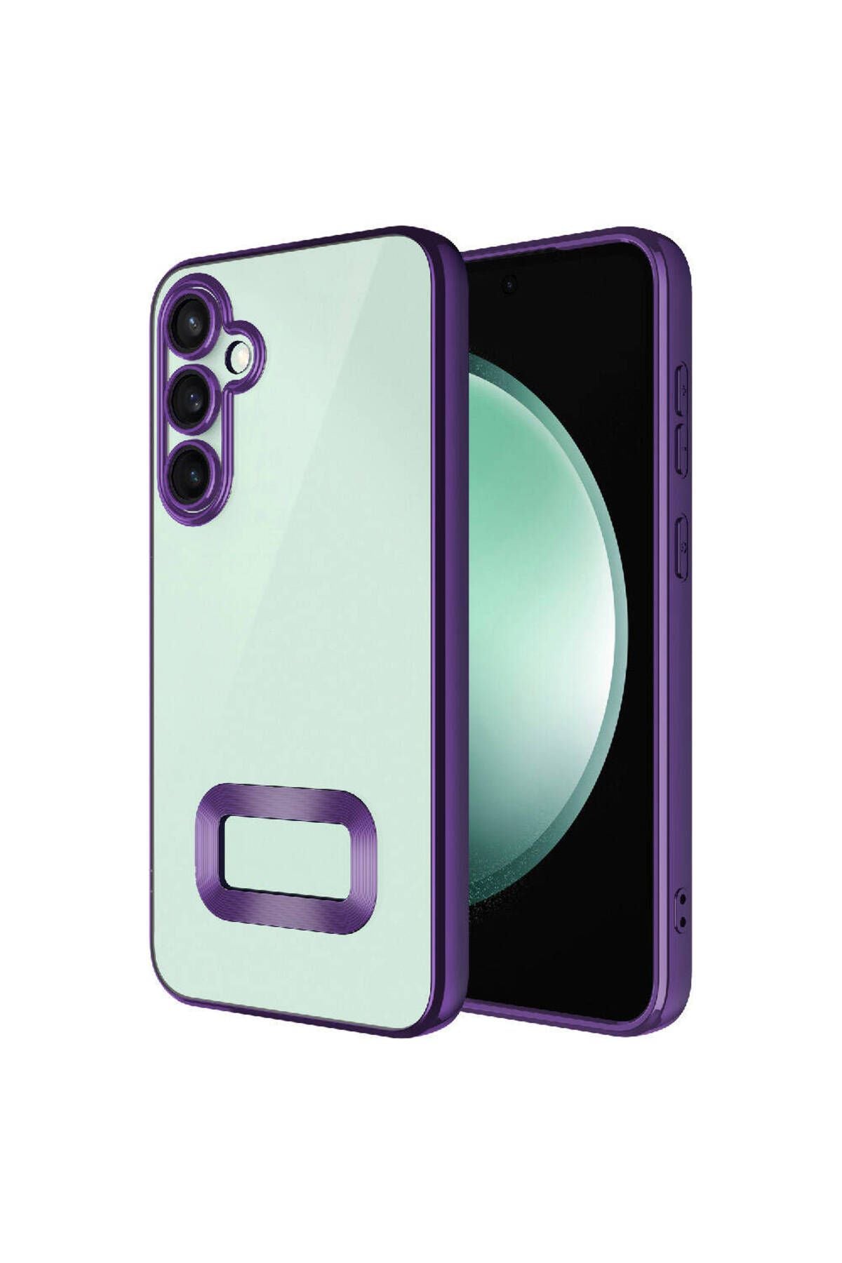 Galaxy S23 FE Uyumlu Kamera Korumalı Logo Gösteren Zore Omega Kılıf-Derin Mor