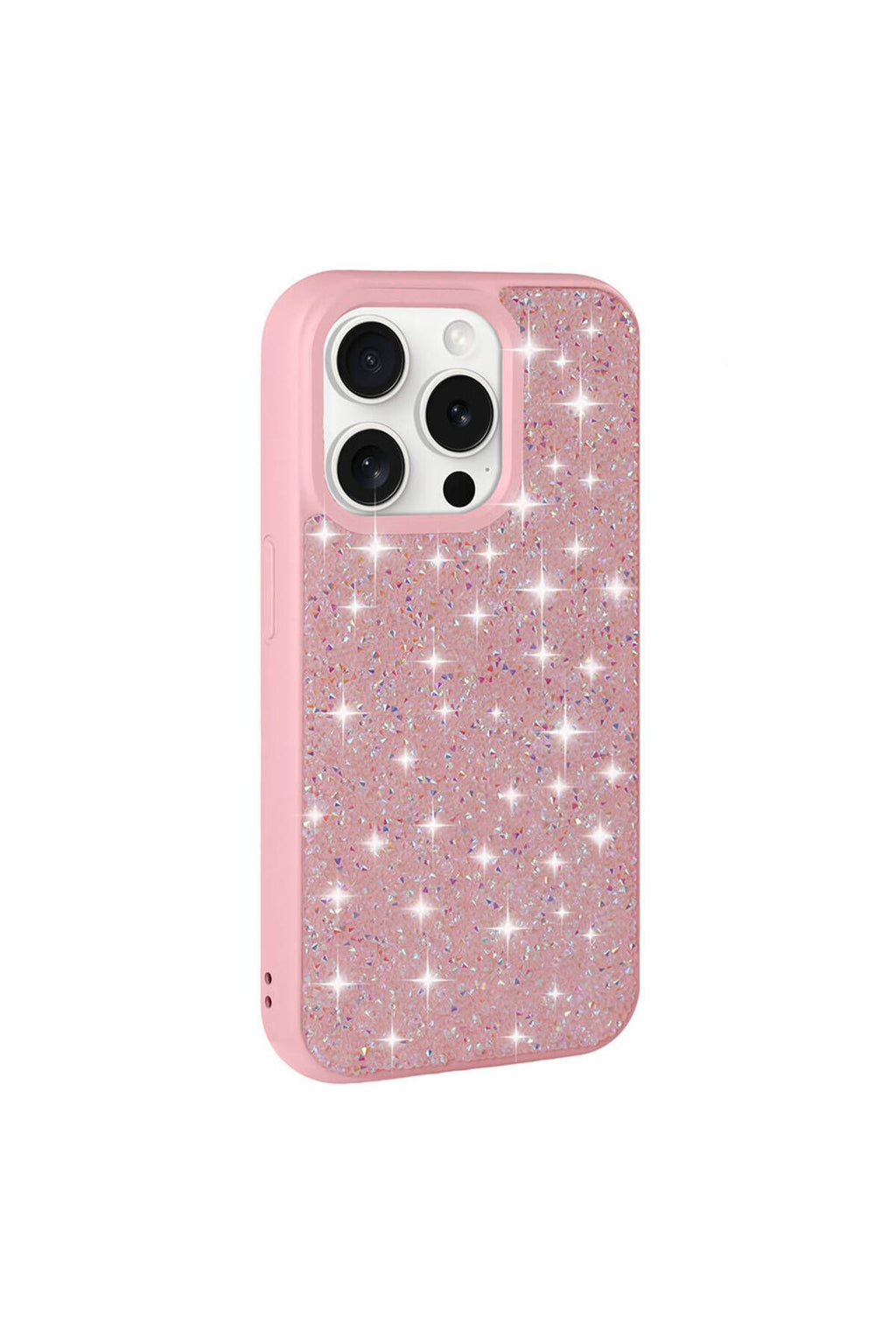 iPhone 15 Pro Uyumlu Parlak Taşlı Tasarım Pırlanta Zore Kılıf-Pembe