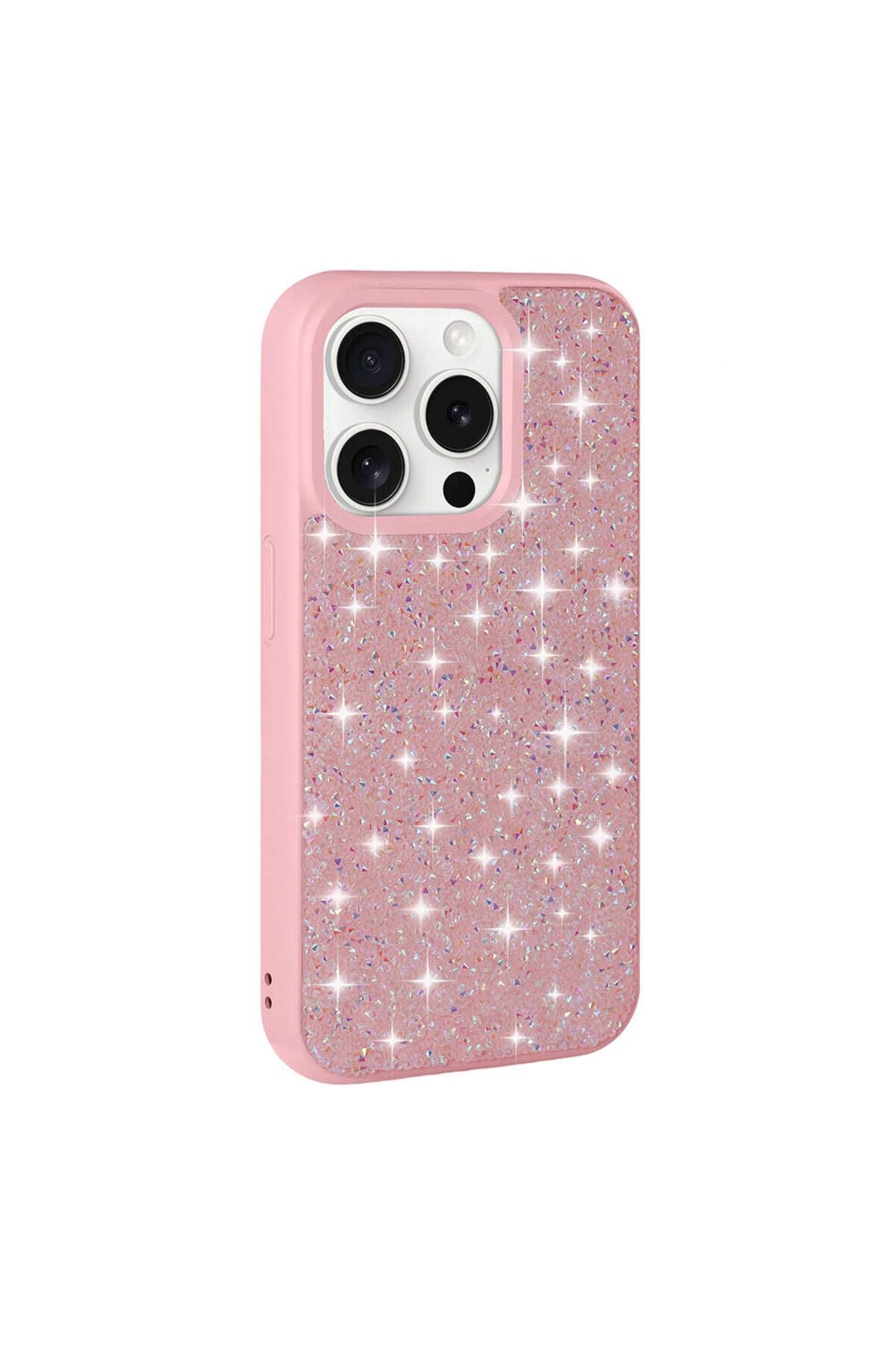 iPhone 15 Pro Uyumlu Parlak Taşlı Tasarım Pırlanta Zore Kılıf-Pembe