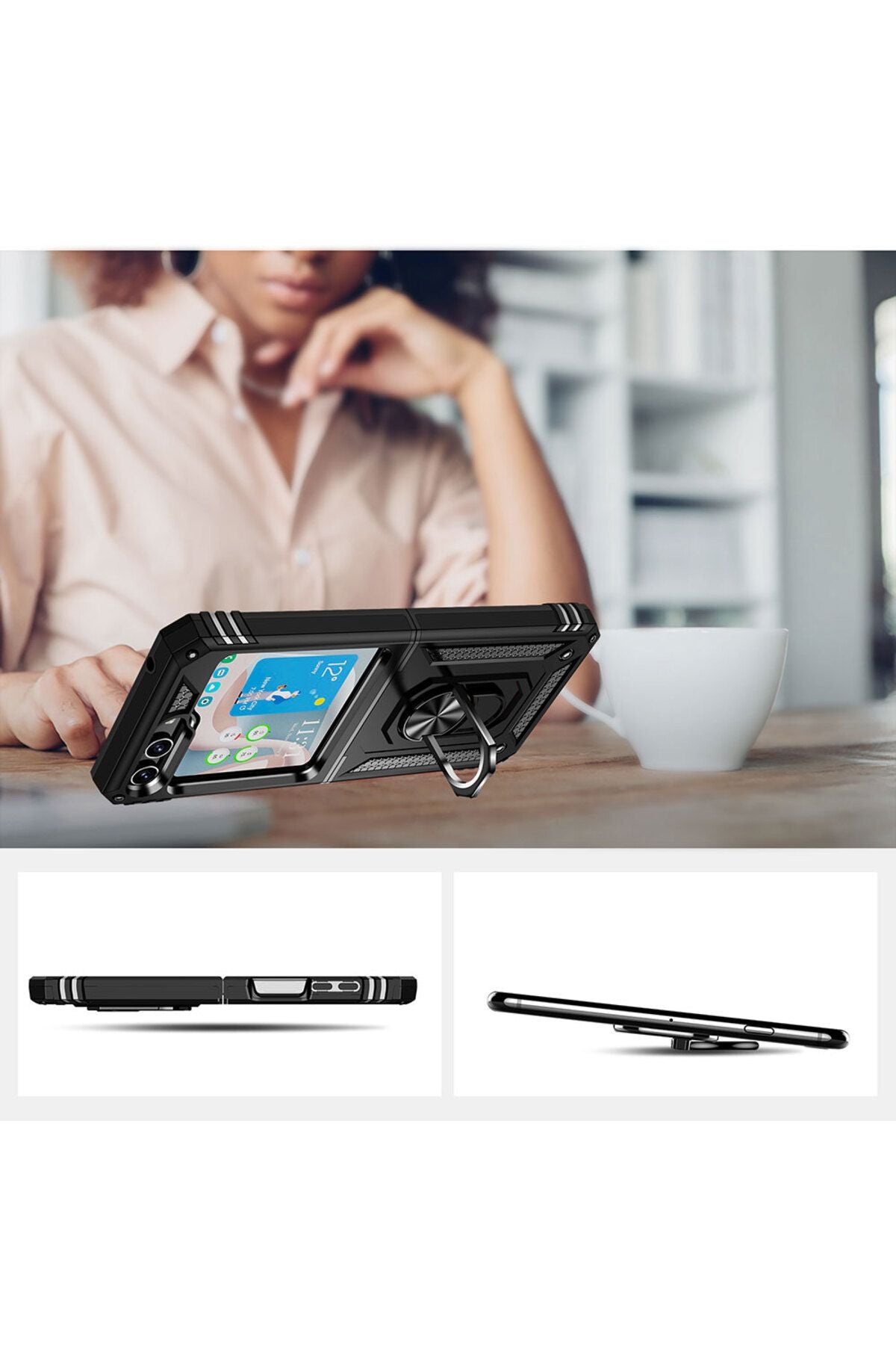 Galaxy Z Flip 5 Uyumlu Zore Vega Kılıf-Siyah