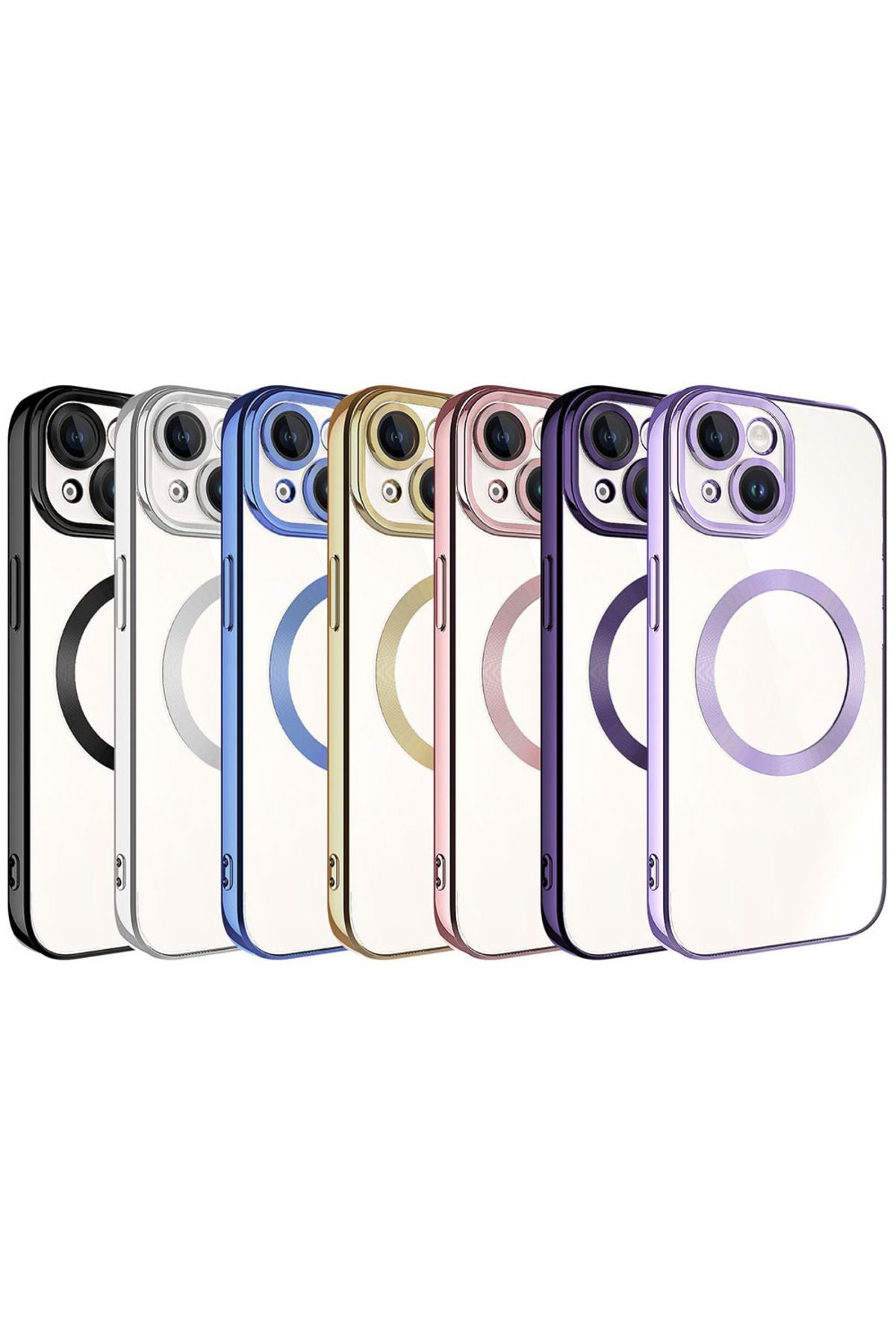 iPhone 15 Uyumlu Magsafe Wireless Şarj Özellikli Zore Setro Silikon-Gümüş