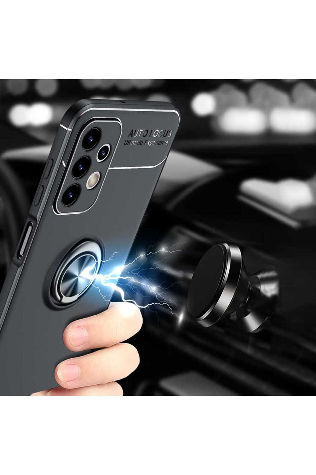 Galaxy A23 Kılıf Zore Ravel Silikon Kapak - Siyah-Kırmızı