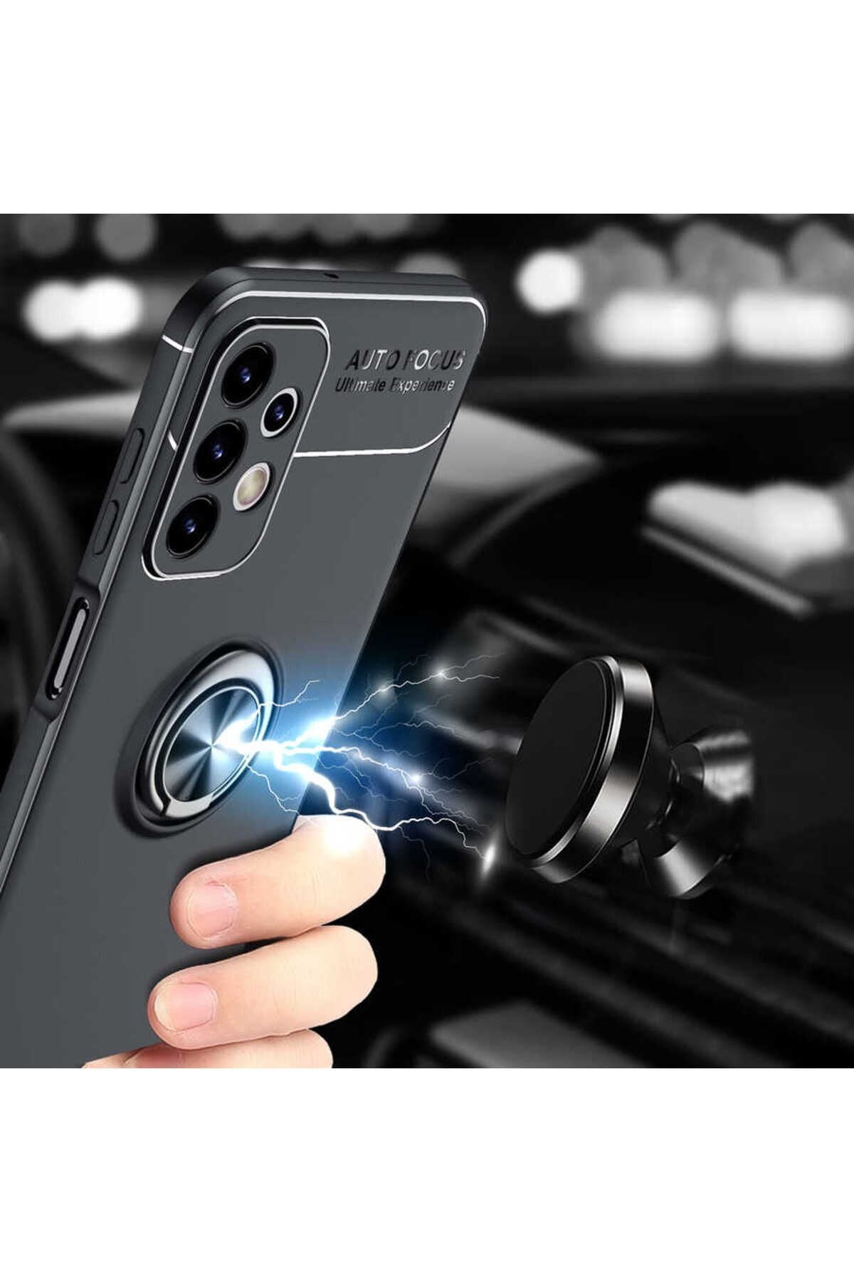 Galaxy A23 Kılıf Zore Ravel Silikon Kapak - Siyah-Kırmızı