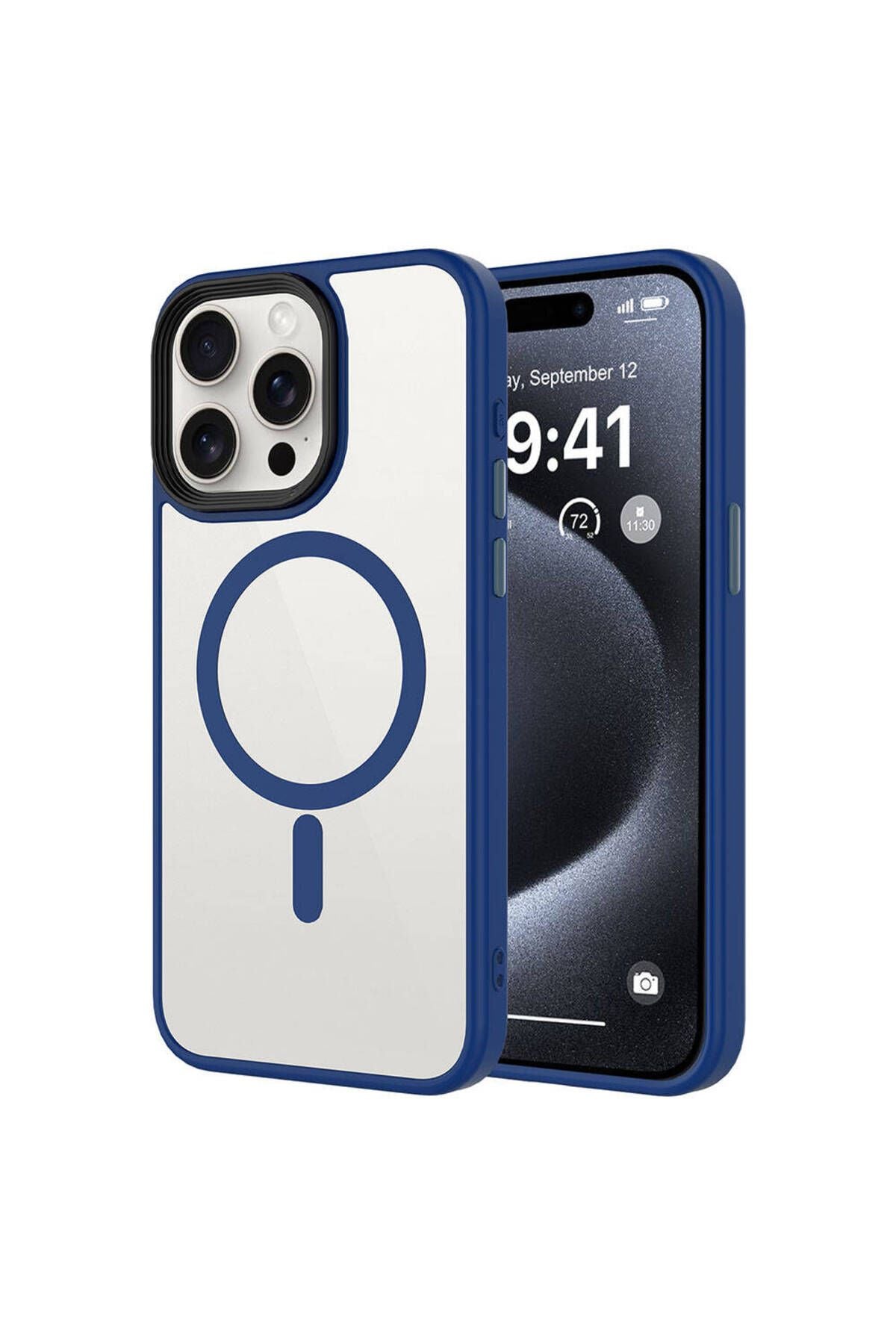 iPhone 15 Pro Max Uyumlu Mat Arka Yüzey Wireless Şarj Özellikli Zore Flet Magsafe Kılıf-Beyaz