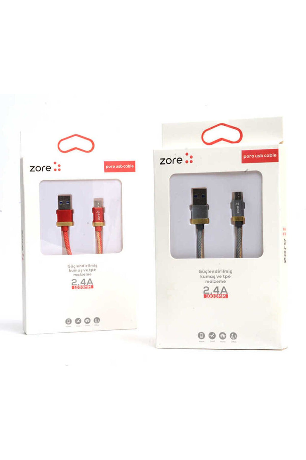 Beyaz Poro Micro Usb Kablo 1M-Zore