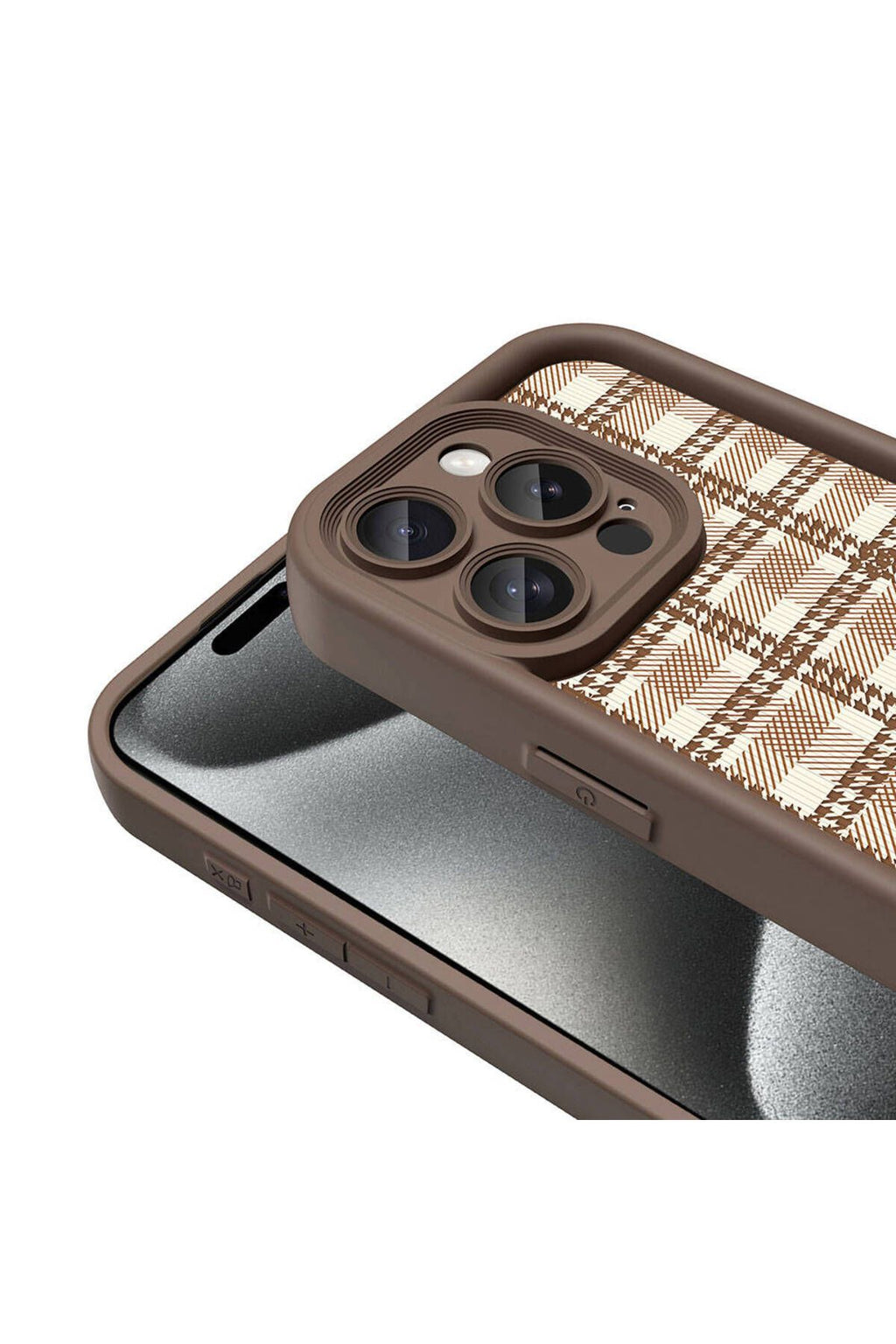 iPhone 15 Pro Kılıf Kamera Korumalı Baskılı Arka Yüzey Zore Klas Kapak - Açık Kahve