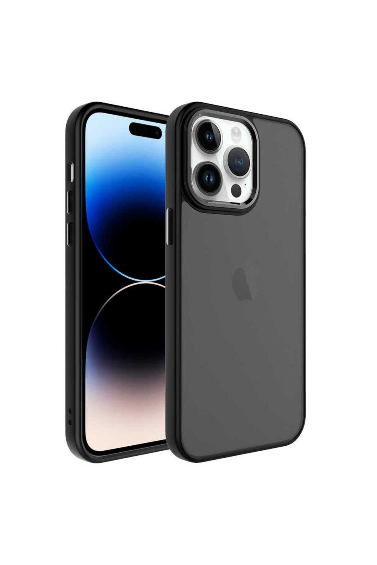 iPhone 14 Pro Uyumlu Buzlu Sert PC Zore May Kılıf-Lacivert