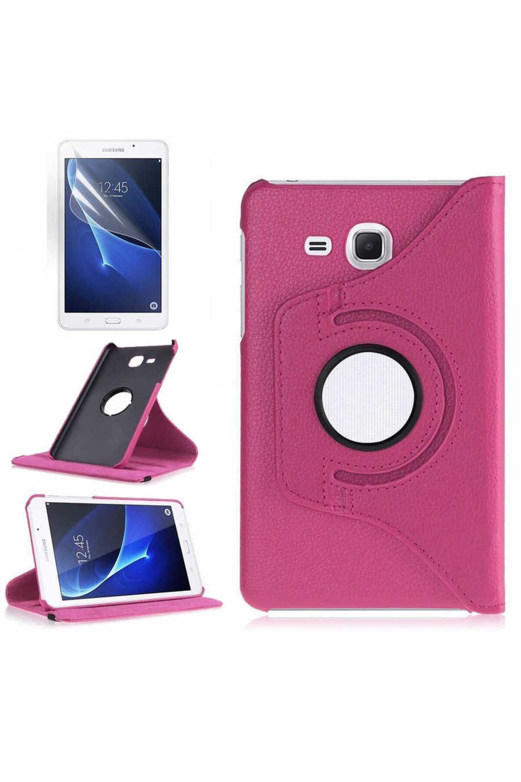 Galaxy Tab 4 T280  Uyumlu Zore Dönebilen Standlı Kılıf-Beyaz