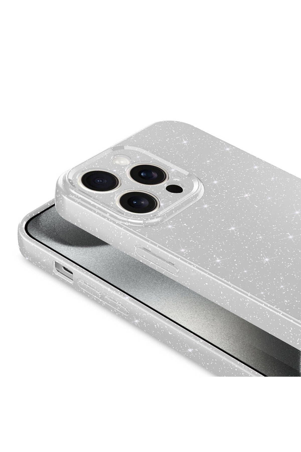 iPhone 15 Pro Max Uyumlu Kamera Korumalı Simli Lüks Zore Koton Kılıf-Mor