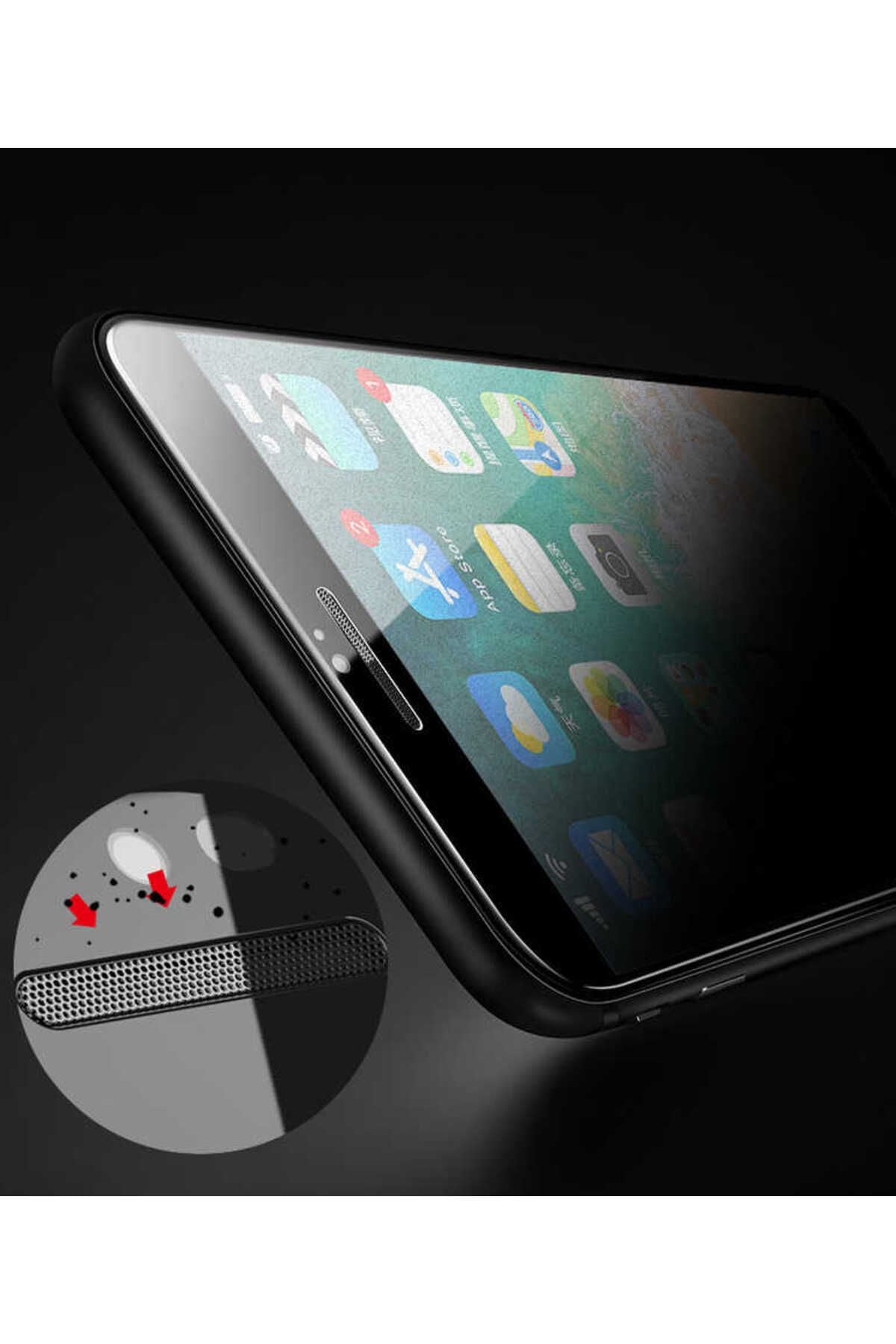 iPhone SE 2022 Uyumlu Zore Anti-Dust Mat Privacy Temperli Ekran Koruyucu