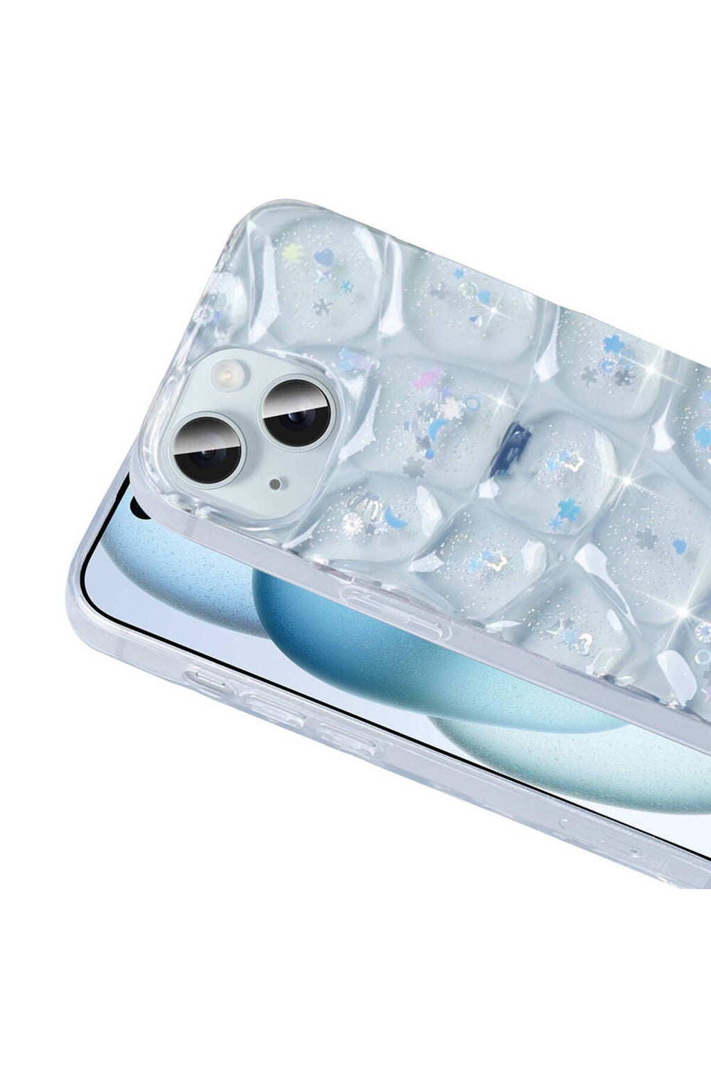 iPhone 14 Uyumlu PAK Kılıf Simli 3D Desenli Zore Hacar Kapak-Beyaz