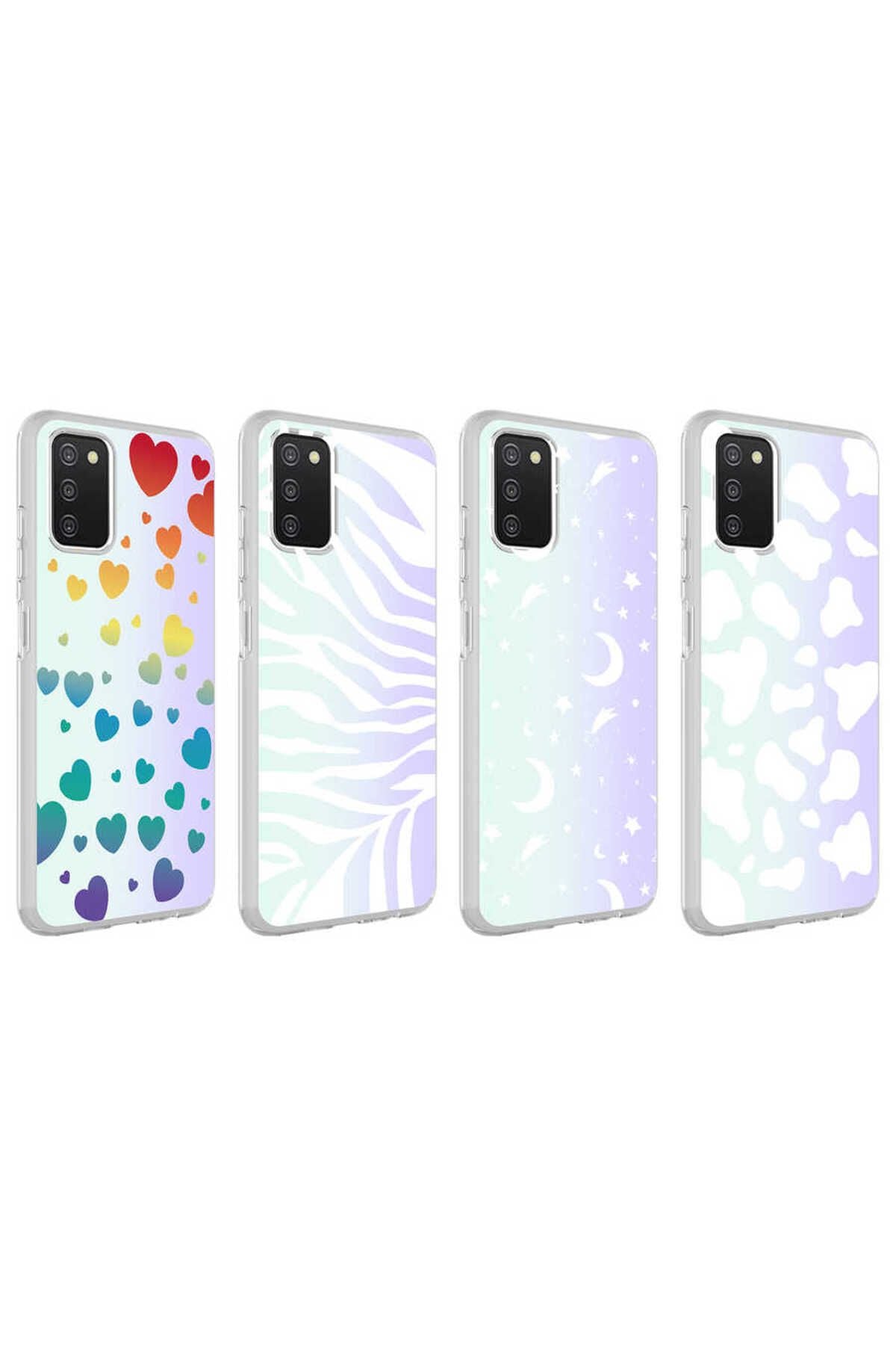 Galaxy A03S Kılıf Zore M-Blue Desenli Kapak - Heart No3