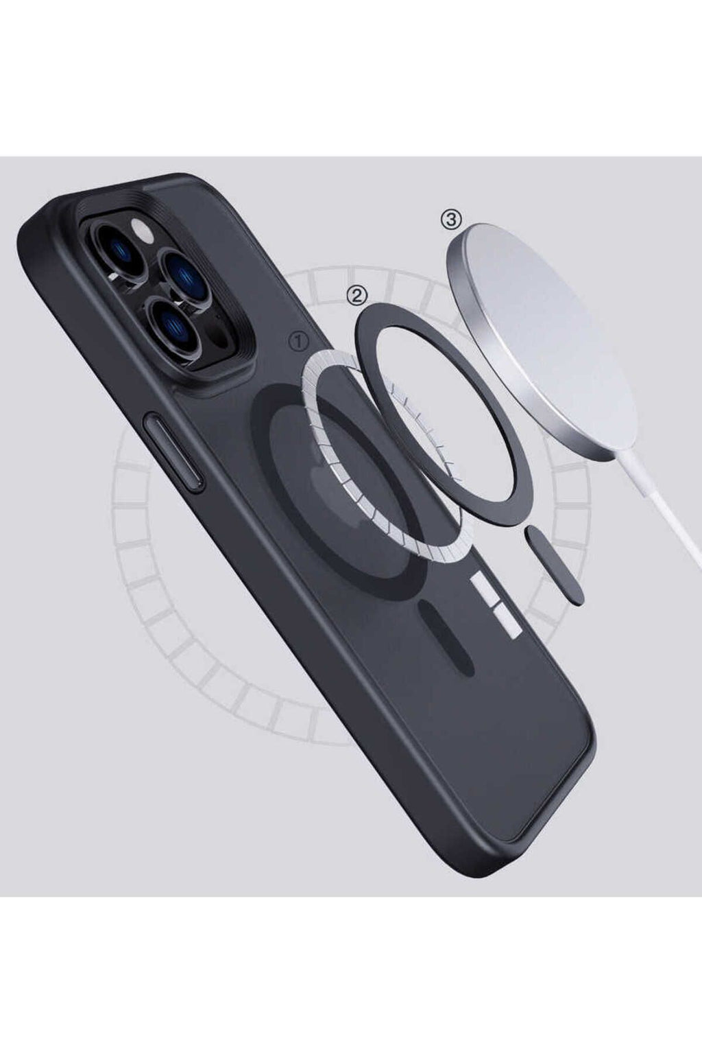 iPhone 14 Pro Uyumlu Wireless Şarj Özellikli Zore Hibrit Magsafe Kılıf-Siyah