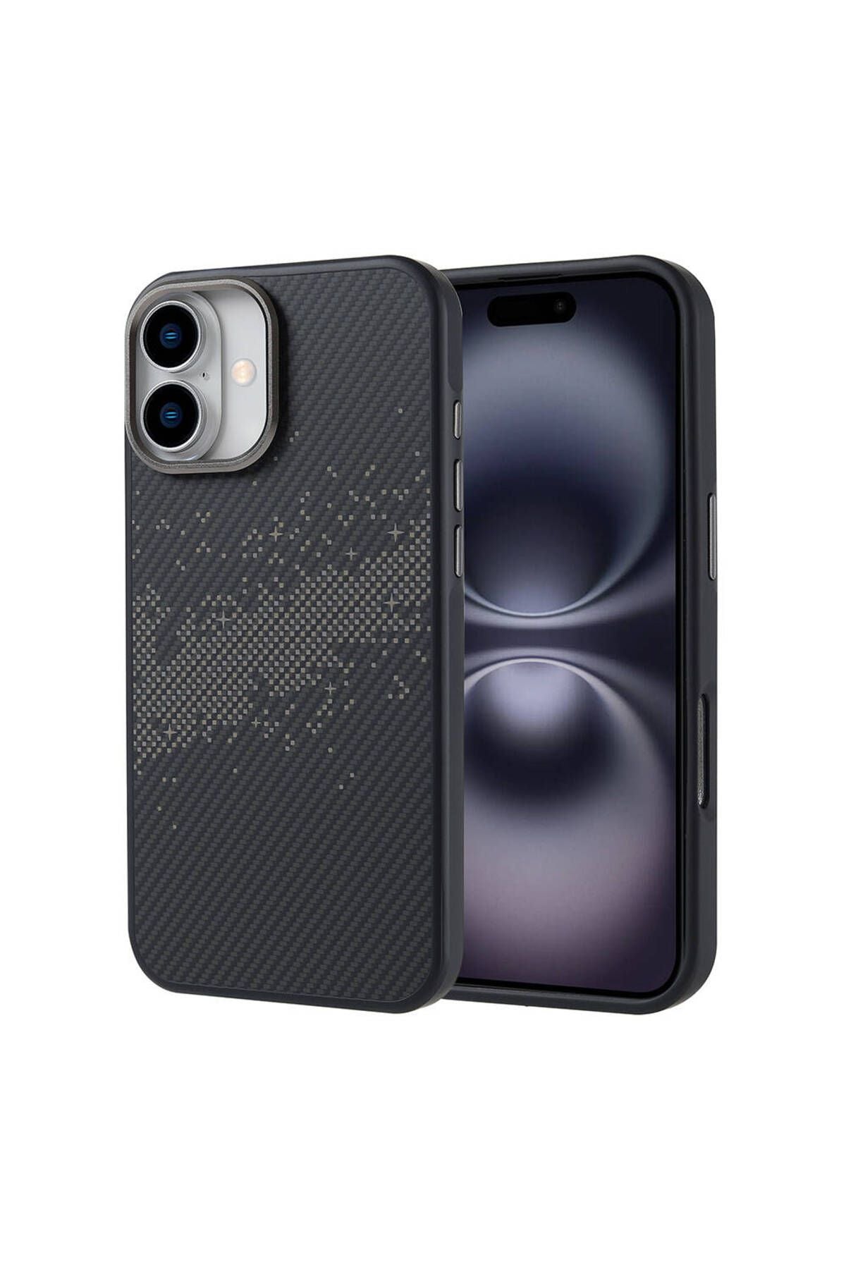 iPhone 16 Plus Uyumlu Magsafe Şarj Özellikli Karbon Fiber Tasarımlı Zore Vave Kapak