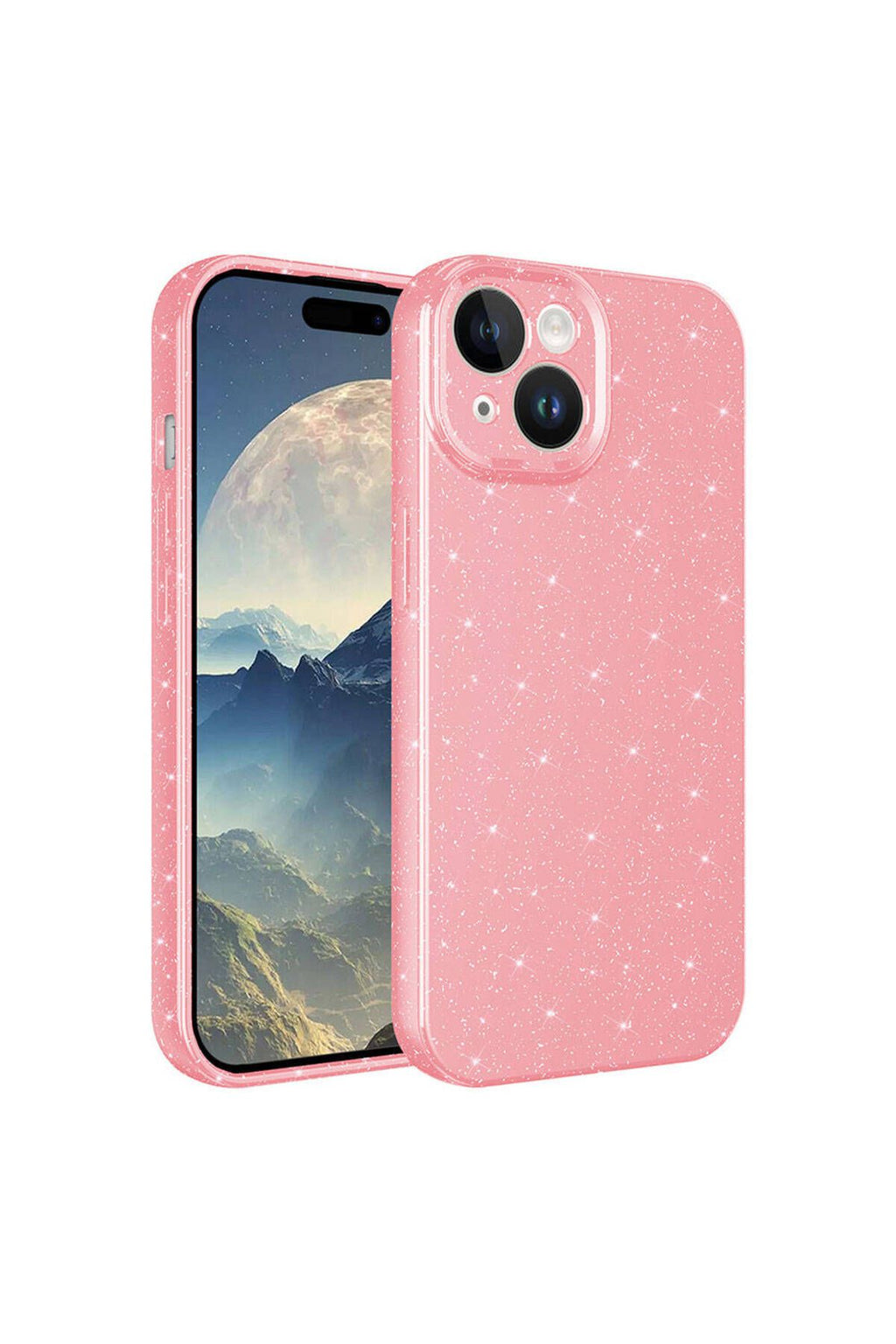 iPhone 15 Kılıf Kamera Korumalı Simli Lüks Zore Koton Kapak - Pembe