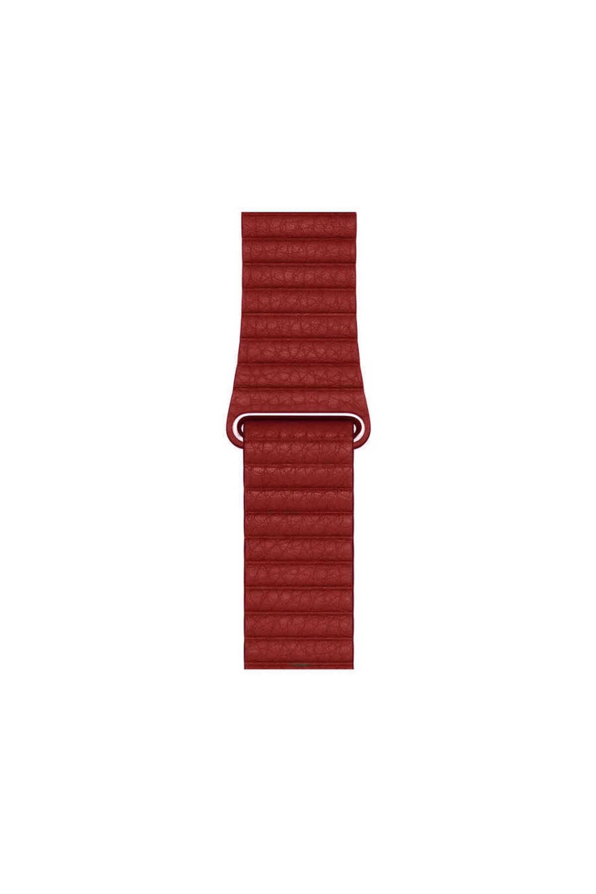 Watch Ultra 49mm Kordon Uyumlu KRD-09 Deri Lop Strap Kayış CLO- Gold