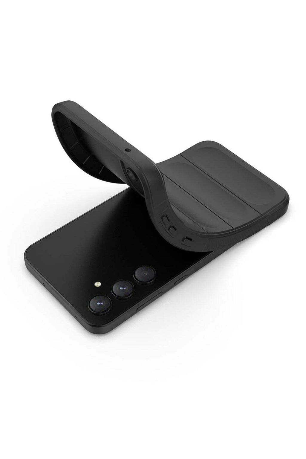 Galaxy A35 Kılıf Esnek TPU Oyuklu Arka Yüzey Tasarımlı TQR Etnik Silikon Kapak - Siyah