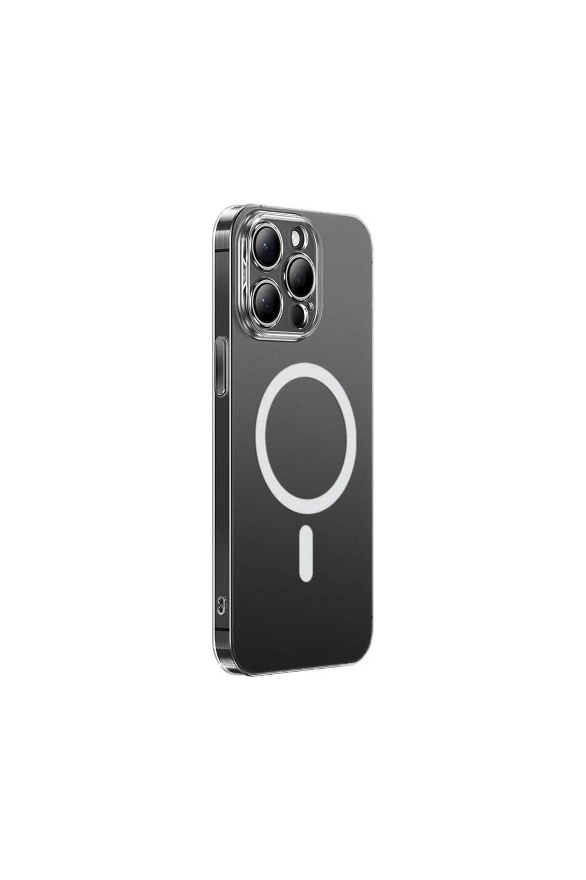 Apple iPhone 15 Pro Kılıf Magsafe Şarj Özellikli Toz Önleyici Zore Helo Kapak-Şeffaf