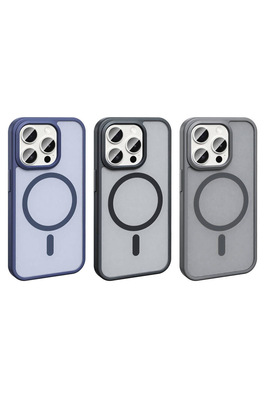 iPhone 15 Pro Kılıf Magsafe Şarj Özellikli Mat Arka Yüzey Zore Sio Kapak-Gri