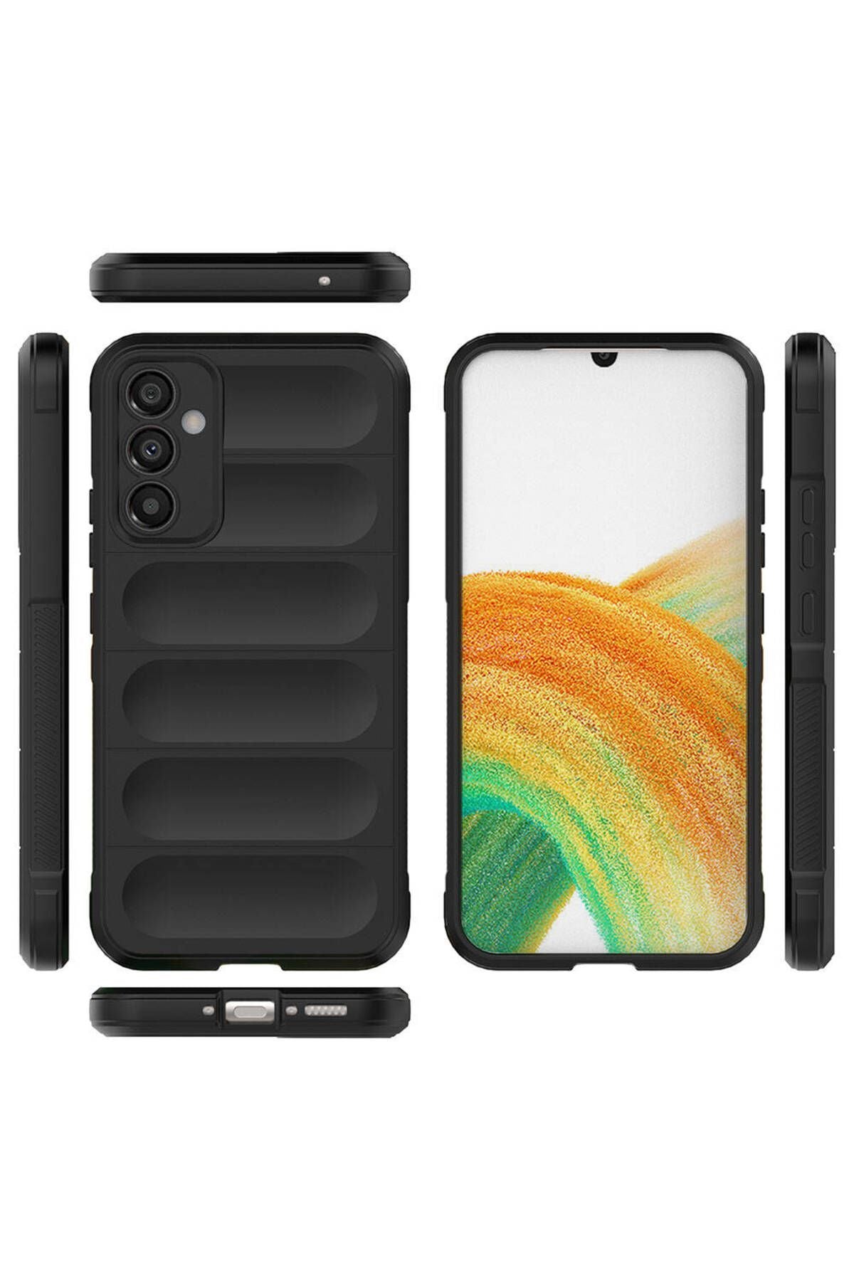 Galaxy A34 Kılıf Esnek TPU Oyuklu Arka Yüzey Tasarımlı RNTC Etnik Silikon Kapak - Kırmızı