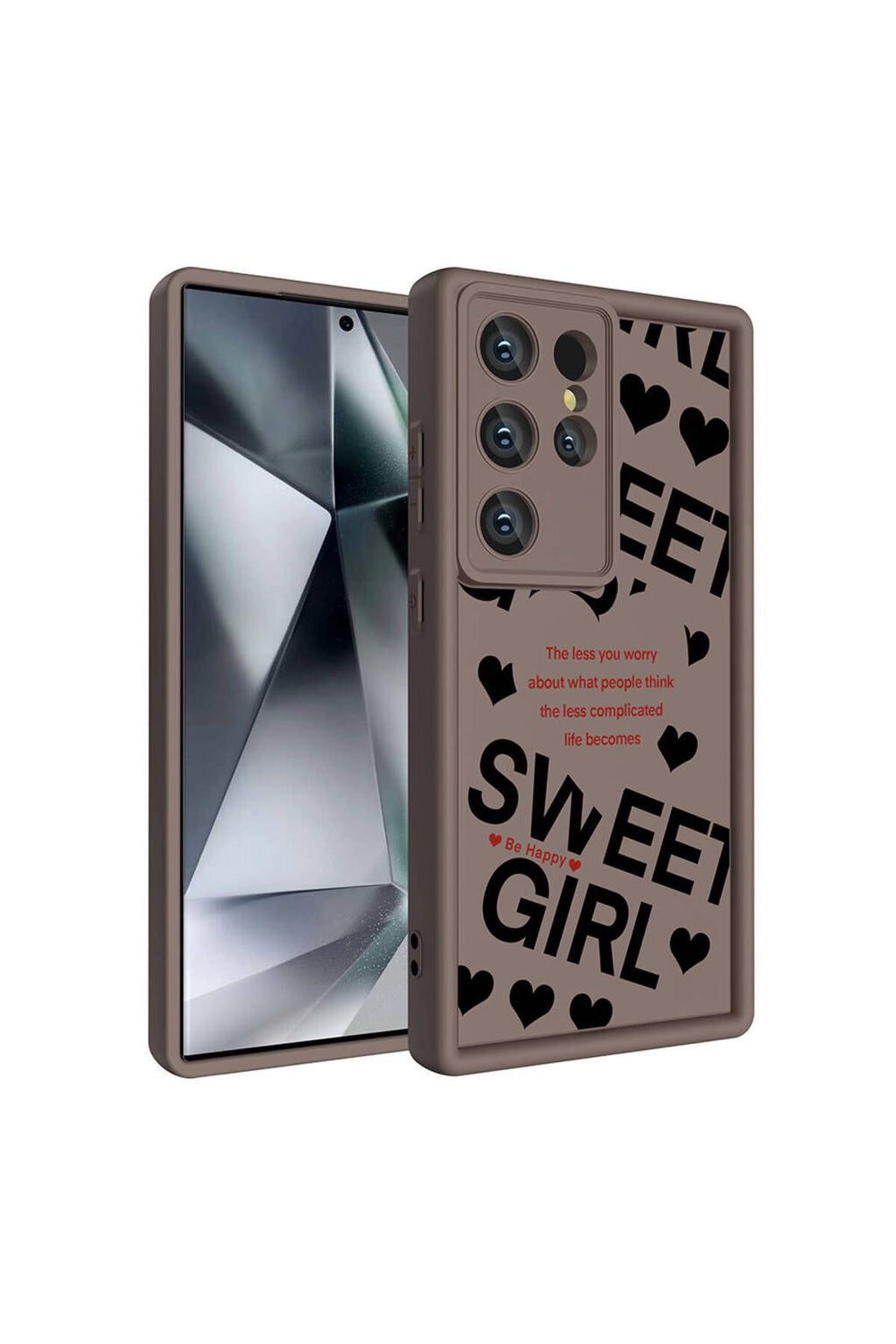 Galaxy S23 Ultra Kılıf Kamera Korumalı Baskılı Arka Yüzey WNX Klas Kapak - Koyu Kahve