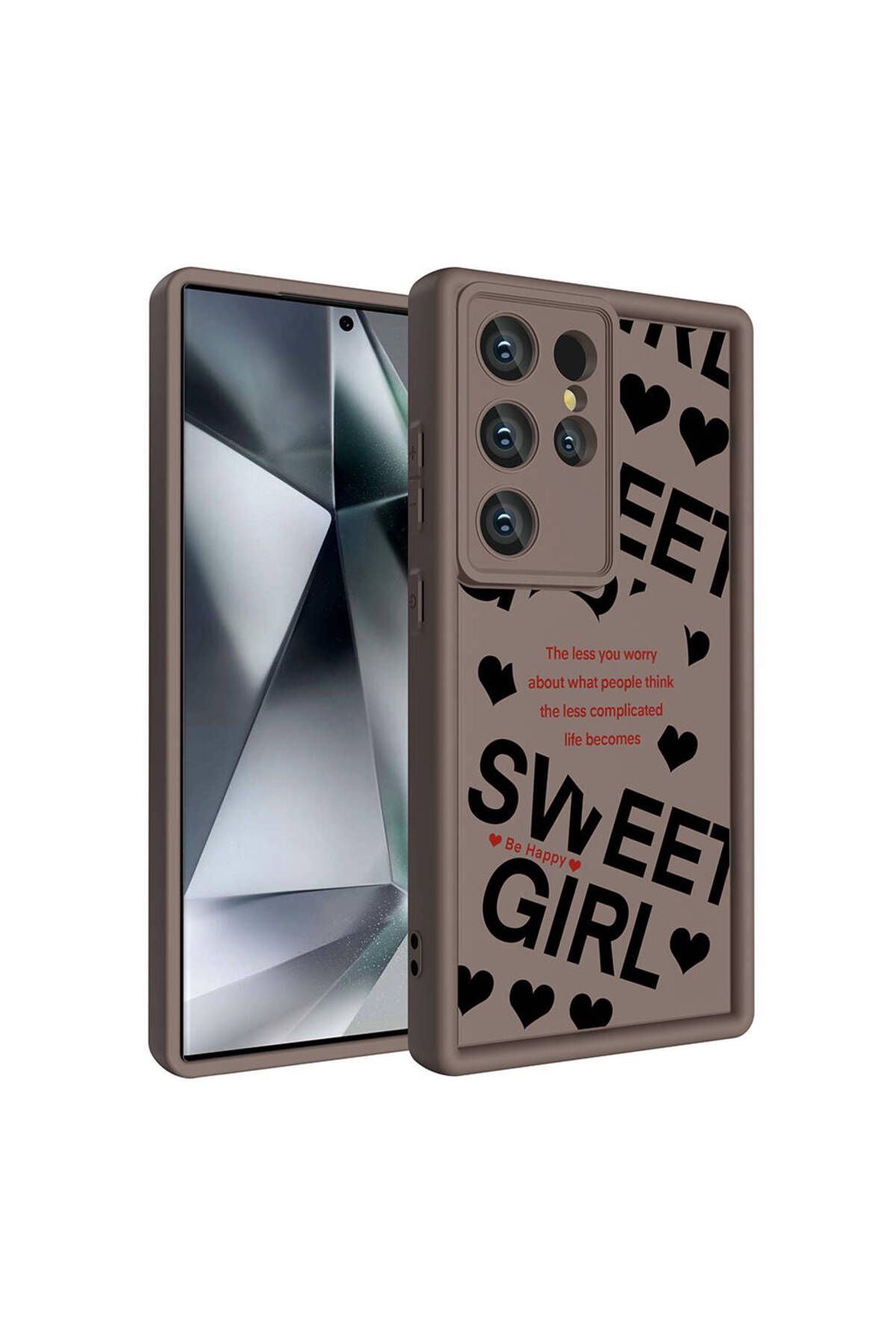 Galaxy S23 Ultra Kılıf Kamera Korumalı Baskılı Arka Yüzey WNX Klas Kapak - Koyu Kahve