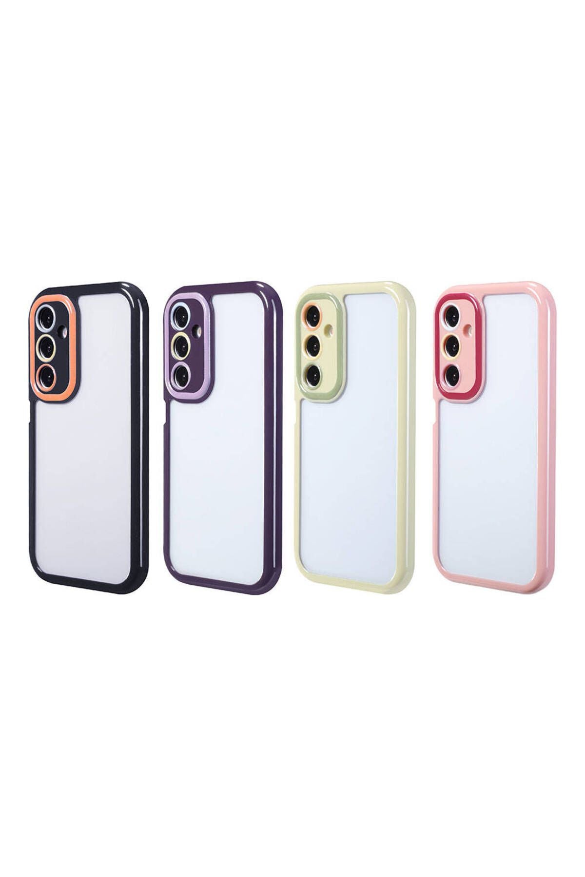 Galaxy A15 Kılıf Kamera Korumalı Renkli Kenar ve Çerçeve Tasarımlı Zore Vitamin Kapak-Siyah