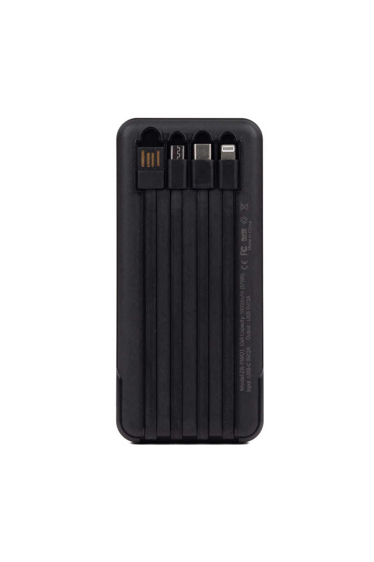 Zore ZR-PW01 Type-C - Micro - Lightning Led Göstergeli Taşınabilir Powerbank 10000 mAh-Beyaz