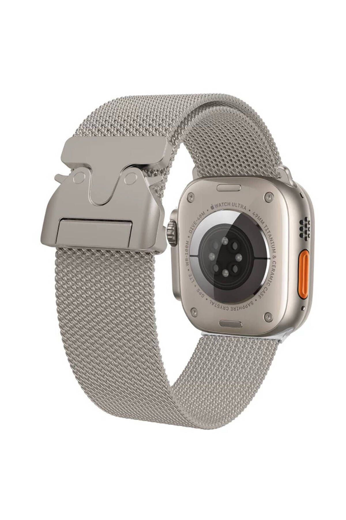 Apple Watch 7 45mm Zore KRD-25 Metal Hasır Kordon-Gri