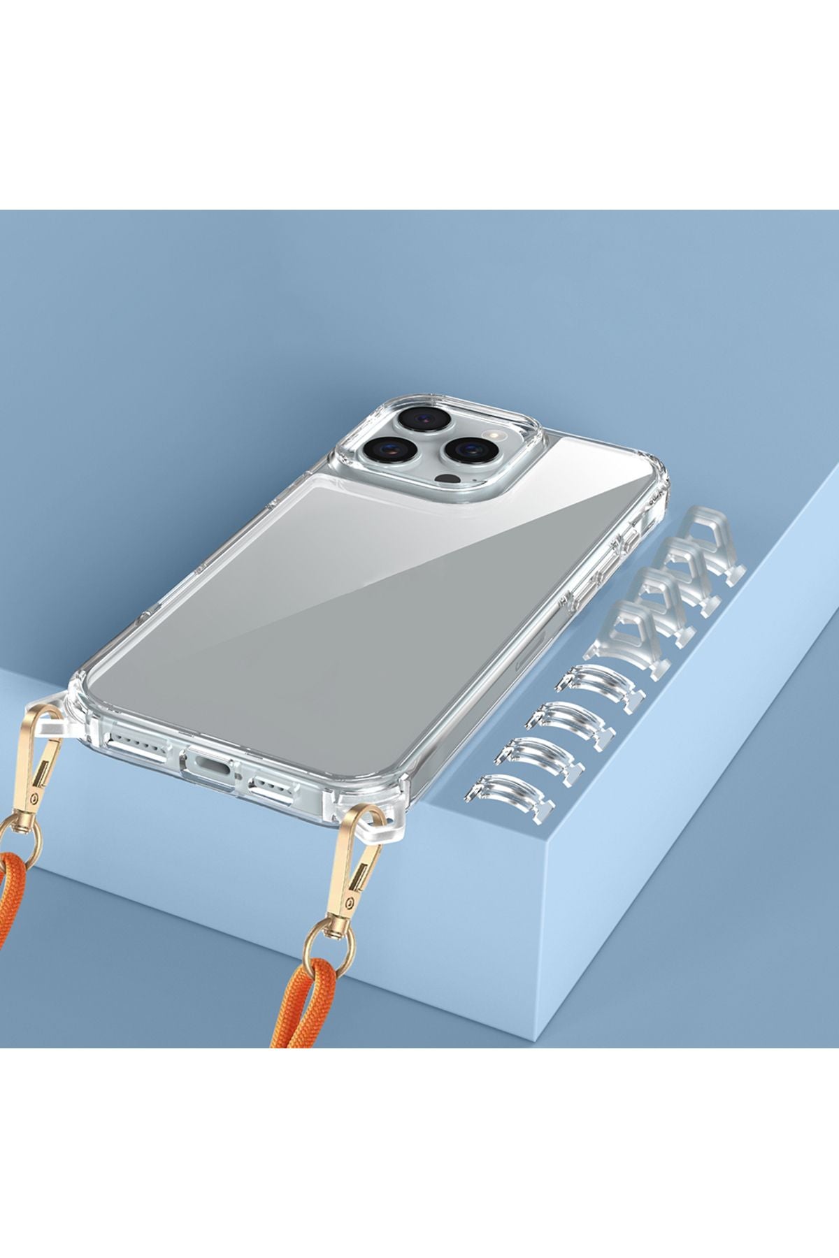 iPhone 16 Pro Max Kılıf Airbagli Takılabilir Askı Aparatlı Zore Snap Silikon Kapak - Şeffaf