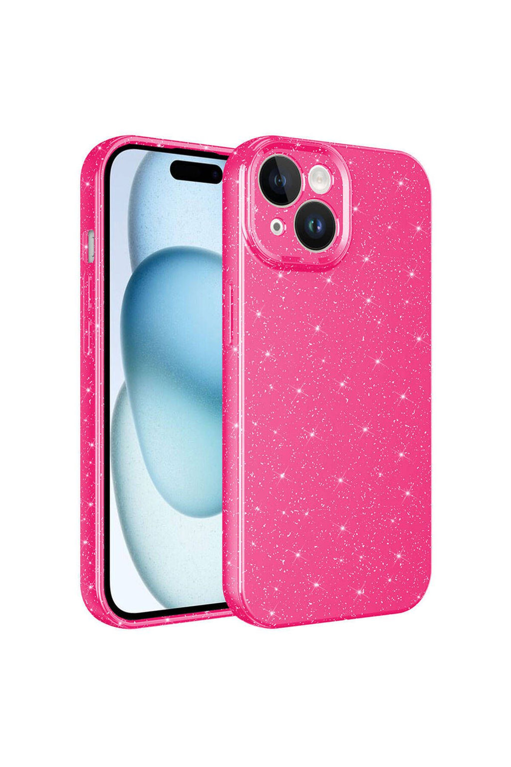 iPhone 15 Plus Uyumlu Kamera Korumalı Simli Lüks Zore Koton Kılıf-Pembe Koyu