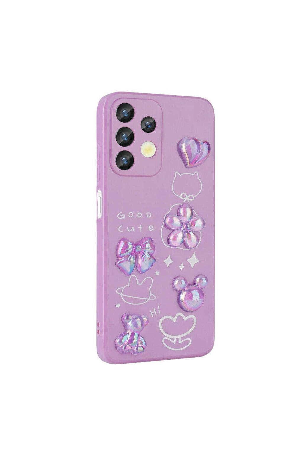 Galaxy A32 4G Kılıf Kabartma Figürlü Parlak Zore Toys Silikon Kapak - Mor