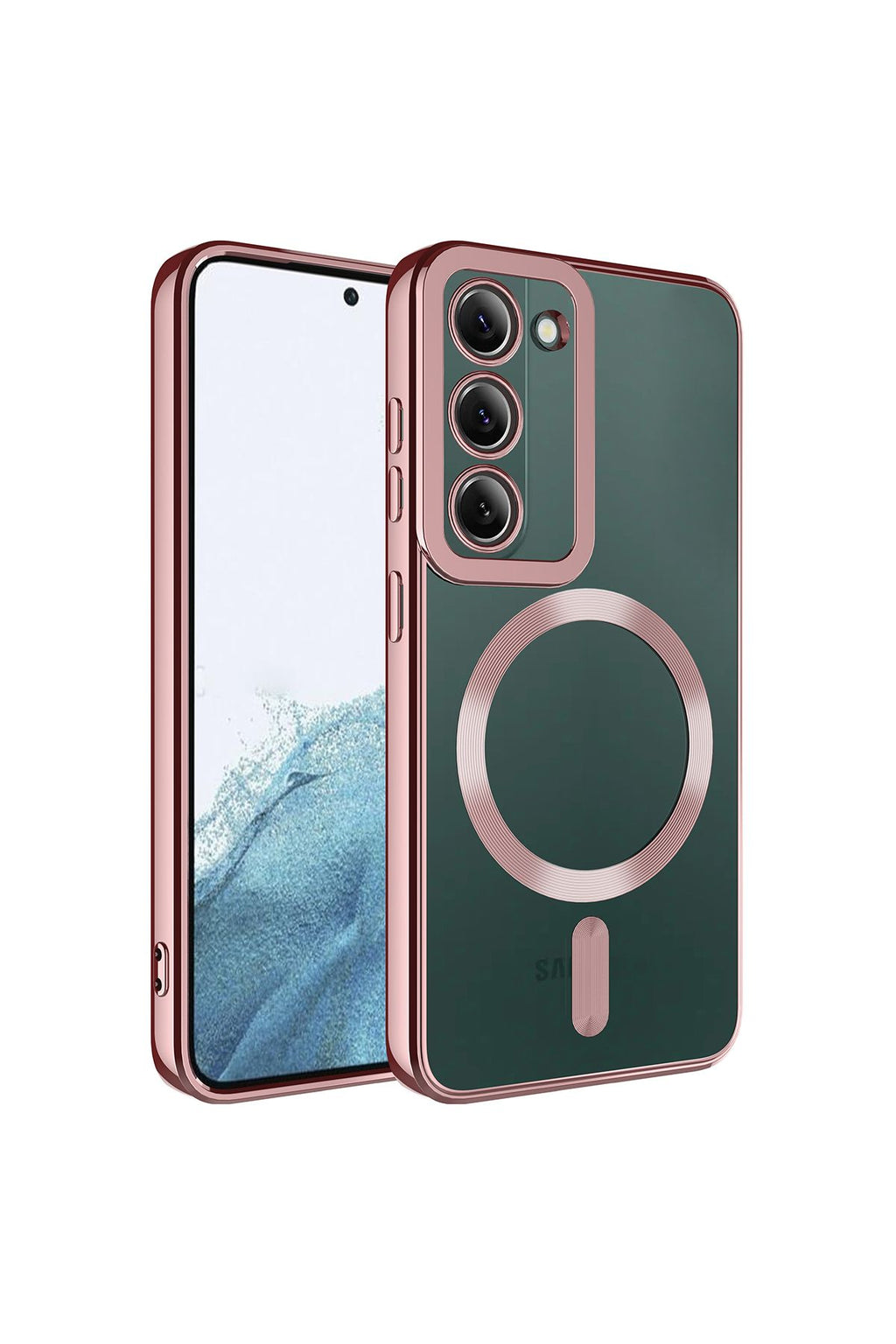 Galaxy S23 Plus Uyumlu Magsafe Wireless Şarj Özellikli BRT Setro Silikon-Rose Gold