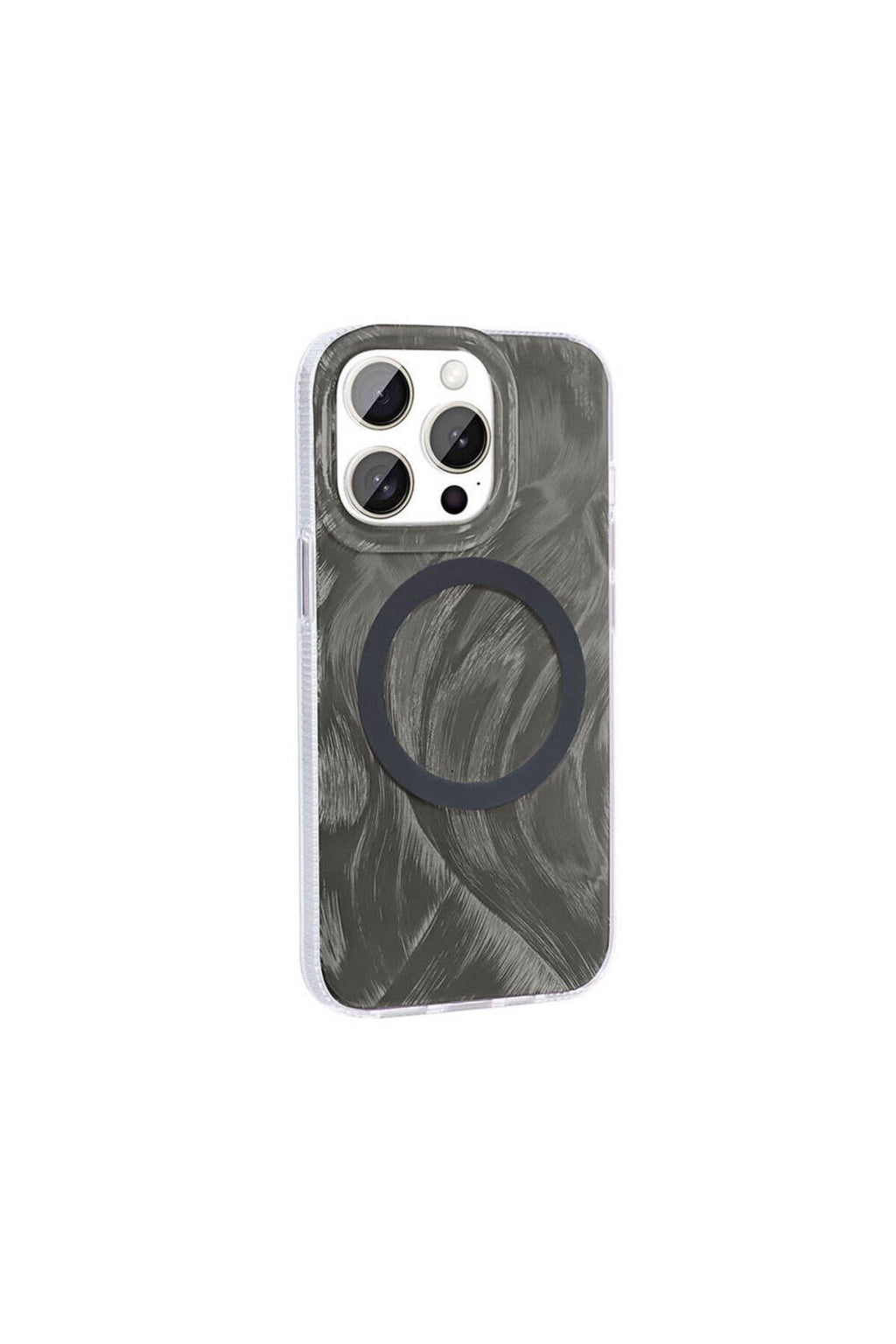 iPhone 15 Pro Uyumlu PAK Kılıf Magsafe Şarj Özellikli Fırça Boya Desenli Zore Palet Kapak-Gri