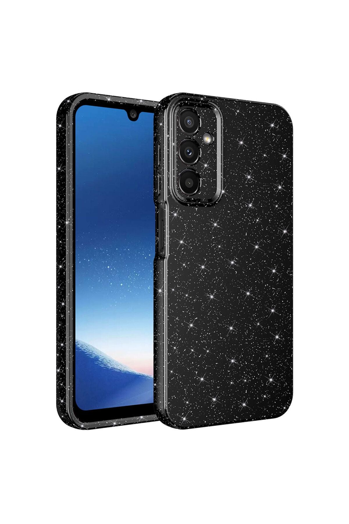 Galaxy A24 Kılıf Kamera Korumalı Simli Lüks Zore Koton Kapak - Siyah