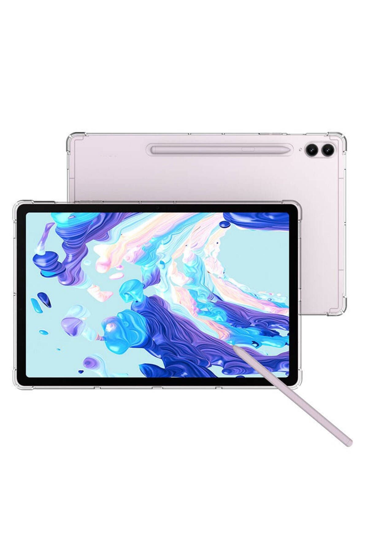Galaxy Tab S9 Ultra Kılıf  Uyumlu Zore Tablet Nitro Anti Shock Silikon Kapak-Renksiz