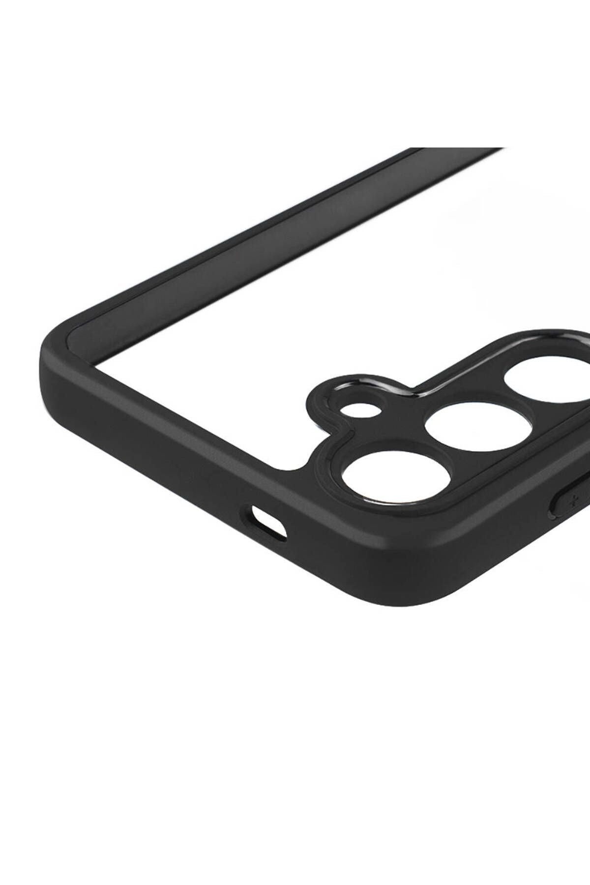 Galaxy S24 Uyumlu Kamera Korumalı Şeffaf Arka Yüzey Zore New Roll Kılıf-Siyah