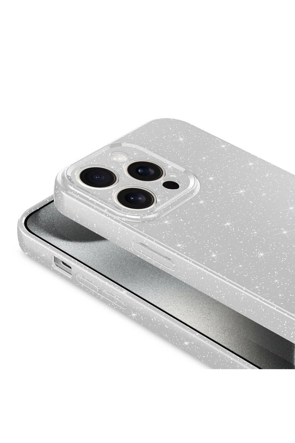 iPhone 15 Pro Uyumlu Kamera Korumalı Simli Lüks Zore Koton Kılıf-Lila