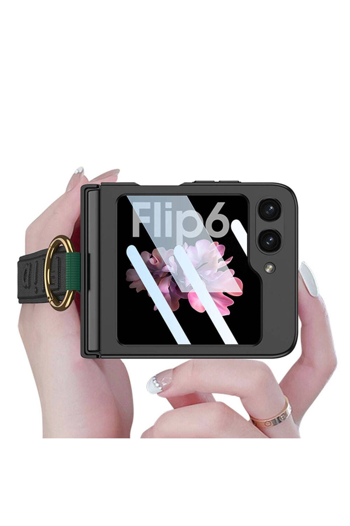 Galaxy Z Flip 6 Kılıf Kamera Korumalı Yüzüklü Zore Flip Ring Kıpta Kapak-Mor