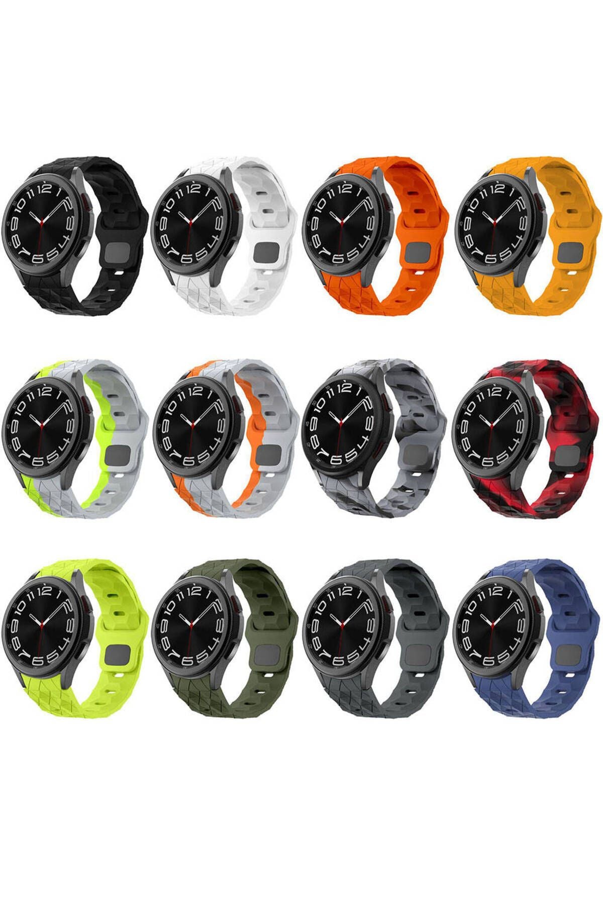 Galaxy Watch 6 44mm Zore KRD-116 20mm Futbol Desenli Spor Tasarımlı Silikon Kordon-Turuncu