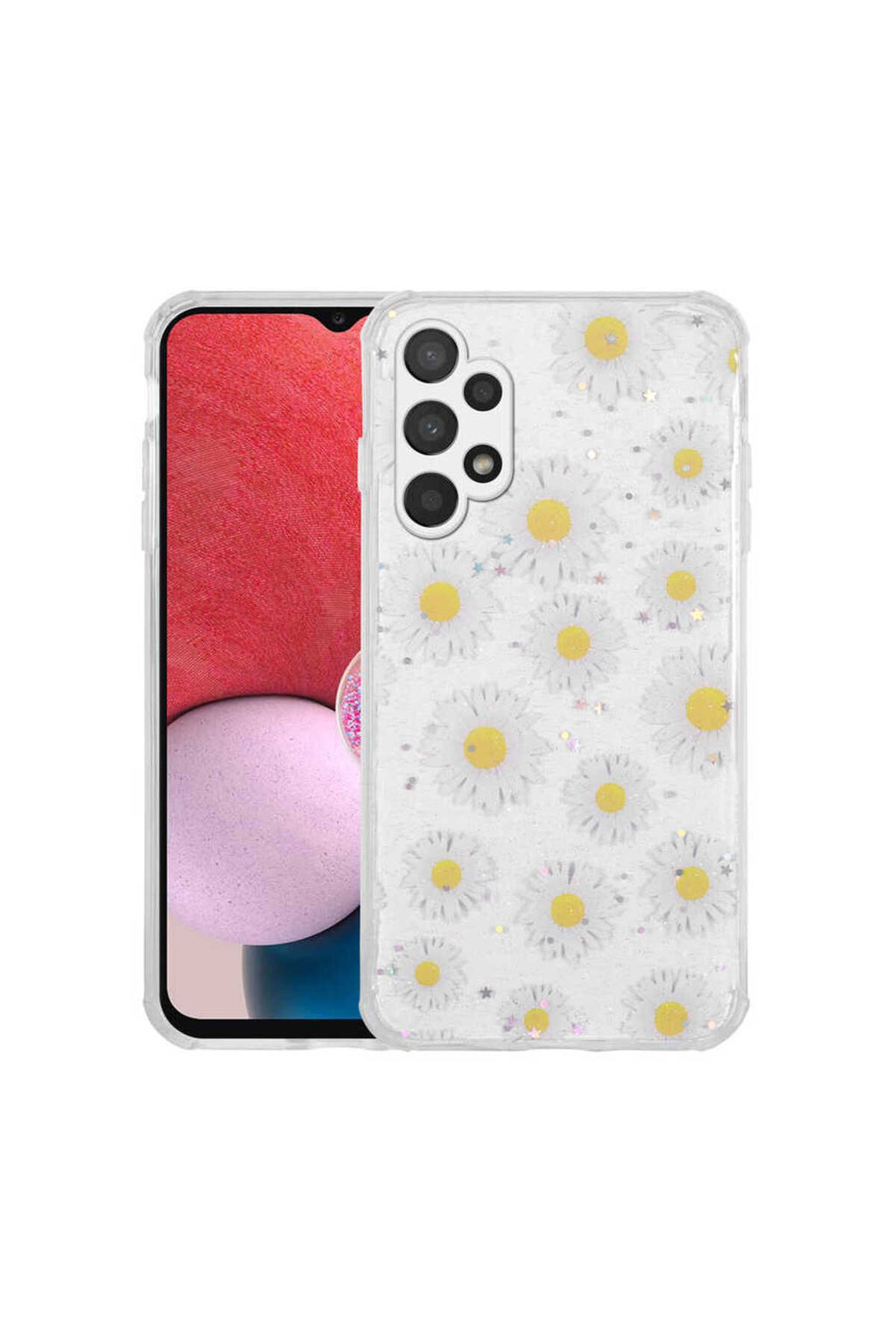 Galaxy A13 4G Kılıf Simli Desenli Kamera Korumalı Parlak Zore Popy Kapak - Dallar