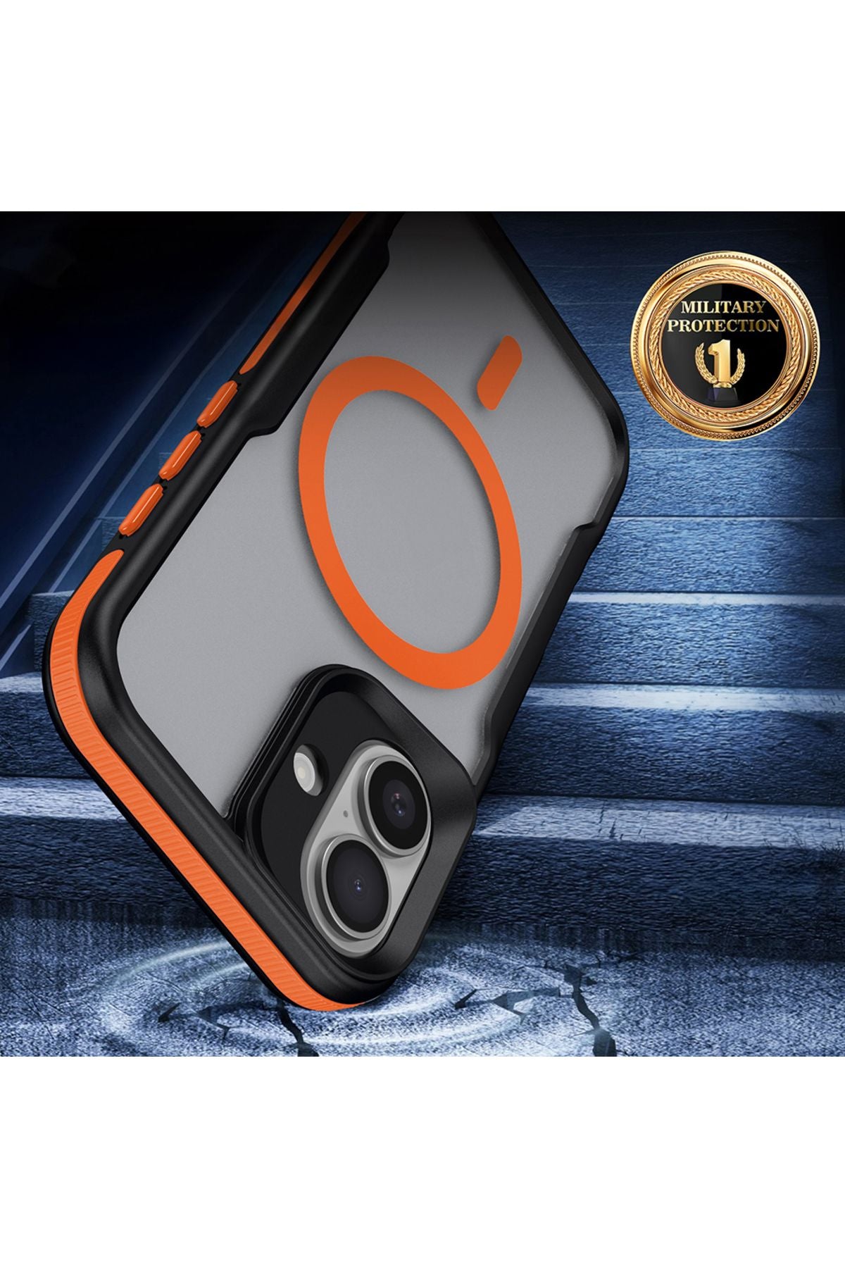 iPhone 16 Plus Uyumlu Magsafe Şarj Özellikli Renkli Kenar Airbag Şeritli Zore Lamer Kapak-Titanyum-G