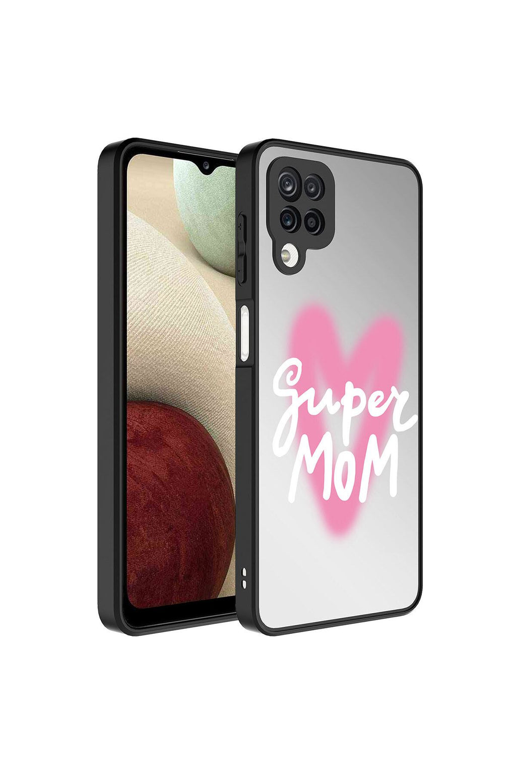 Galaxy A12  uyumlu Kılıf Aynalı Desenli Kamera Korumalı Parlak  Mirror Kapak - Süper Anne
